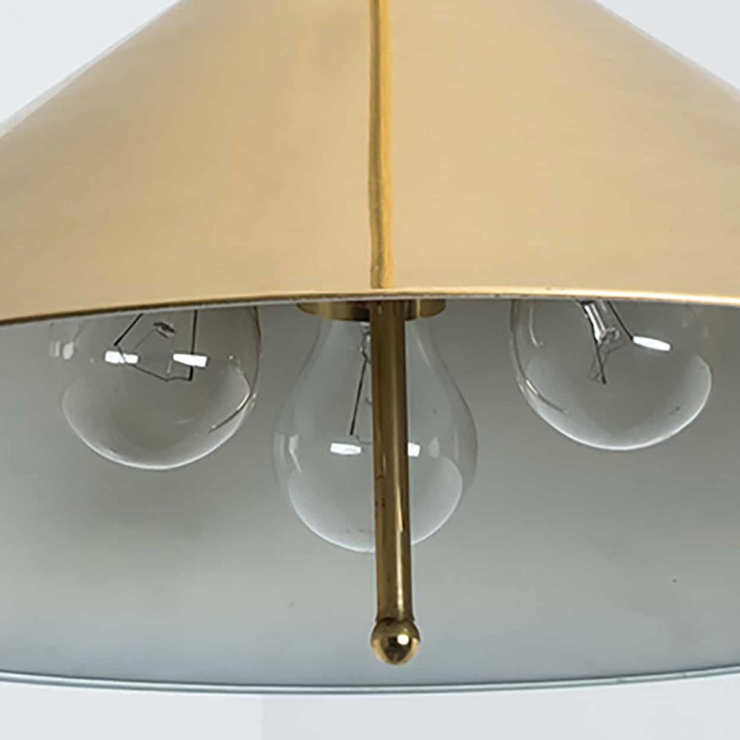 Full Brass Pendant Light with Tapering Lampshade by Florian Schulz, 1970 For Sale 6