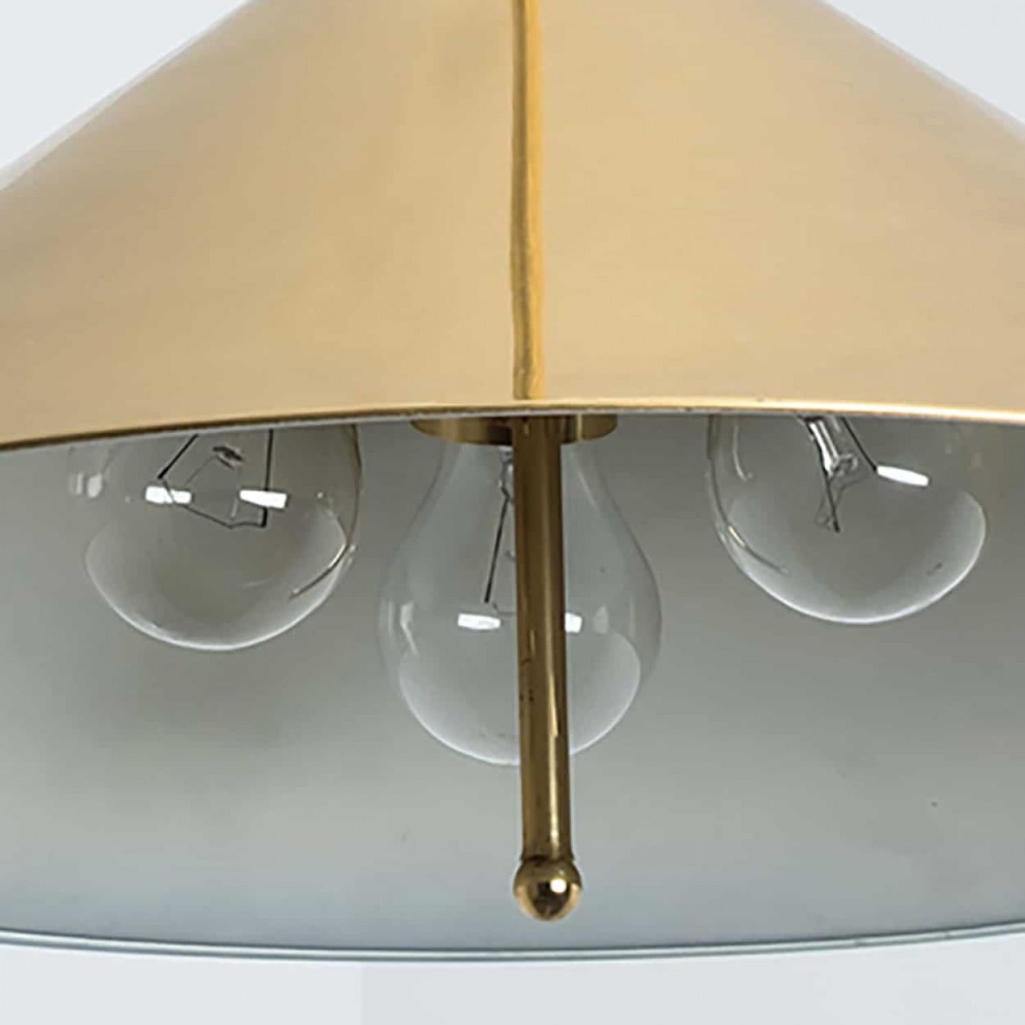 Full Brass Pendant Light with Tapering Lampshade by Florian Schulz, 1970 For Sale 6