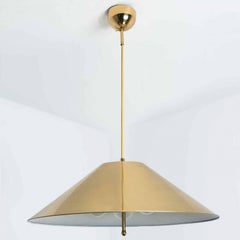 Full Brass Pendant Light with Tapering Lampshade by Florian Schulz, 1970