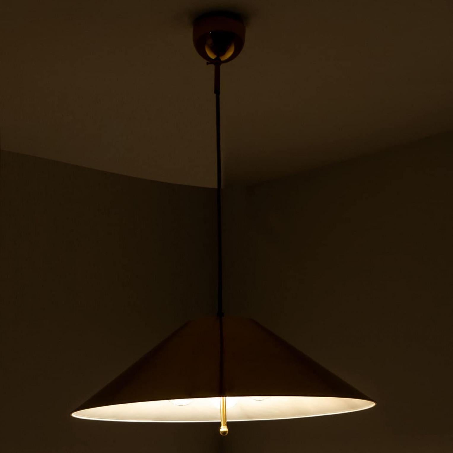Modern Full Brass Pendant Light with Tapering Lampshade by Florian Schulz, 1970 For Sale