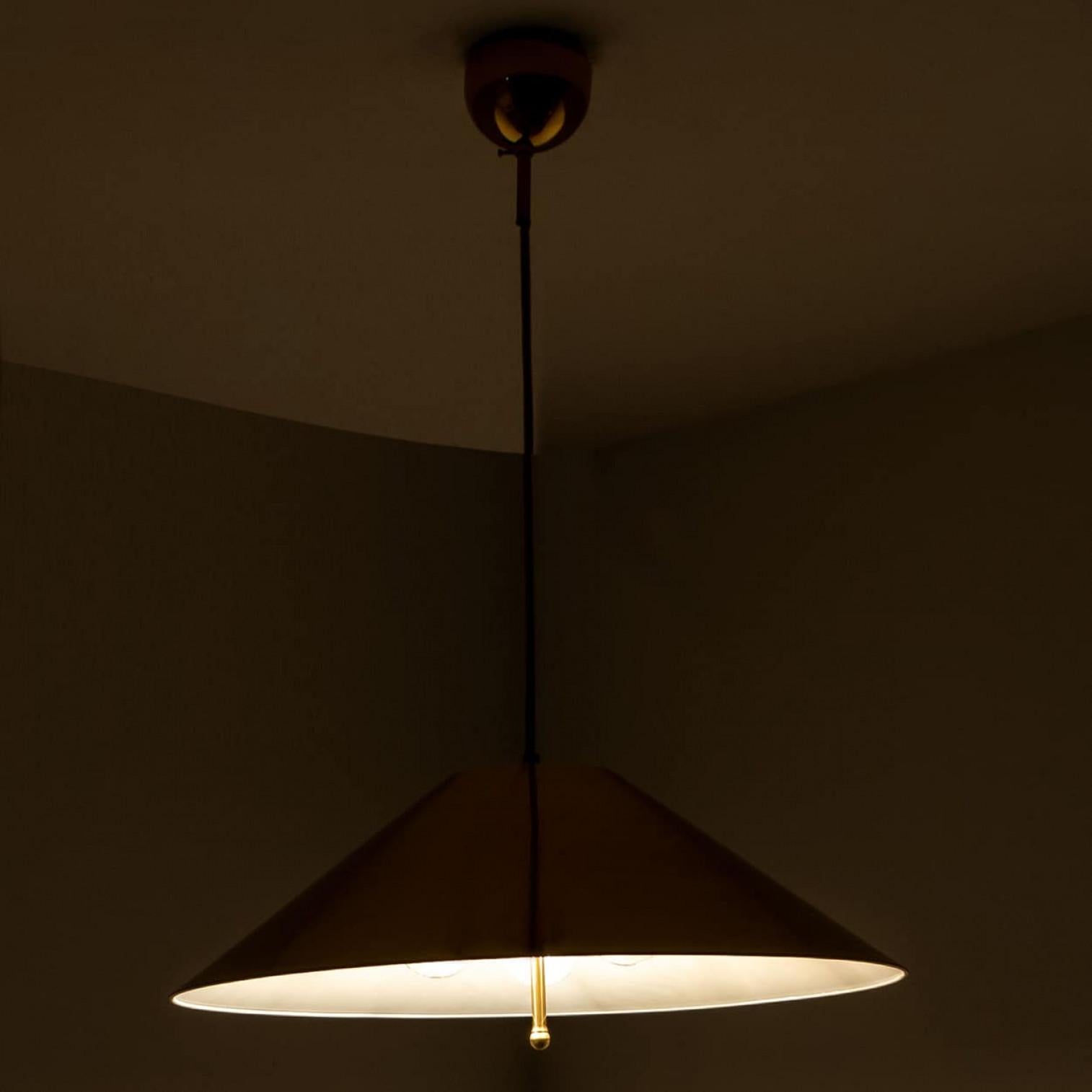 Moderno Full Brass Pendant Light with Tapering Lampshade by Florian Schulz, 1970 in vendita