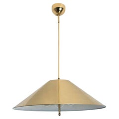Full Brass Pendant Light with Tapering Lampshade by Florian Schulz, 1970