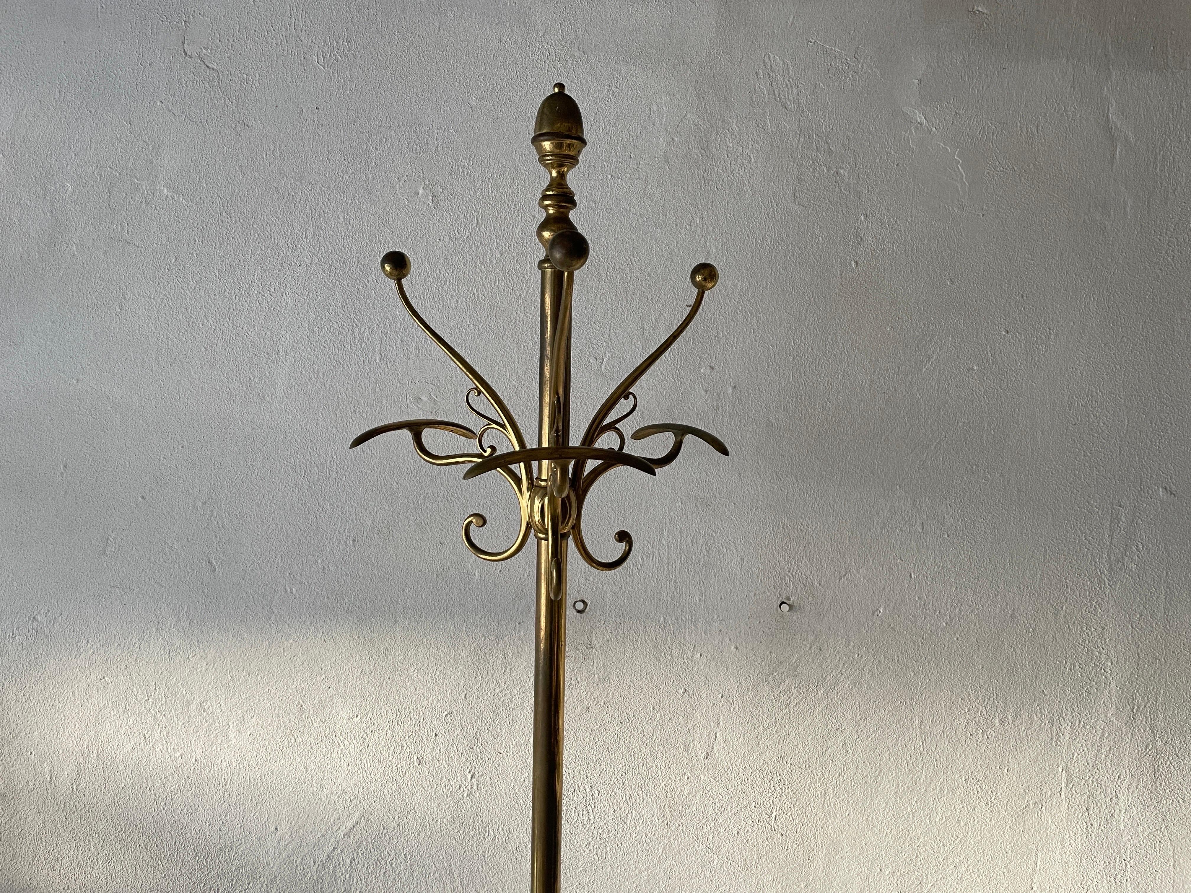 Mid-Century Modern Full Brass Standing Coat Stand, 1960s, Italy For Sale