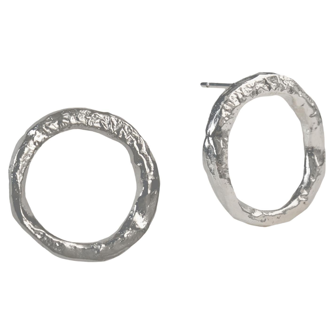 Full Circle Earrings are handcrafted from 24ct silver plated bronze For Sale