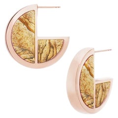 Full Circle Hoops, Pink Silver, Portrait Jasper 