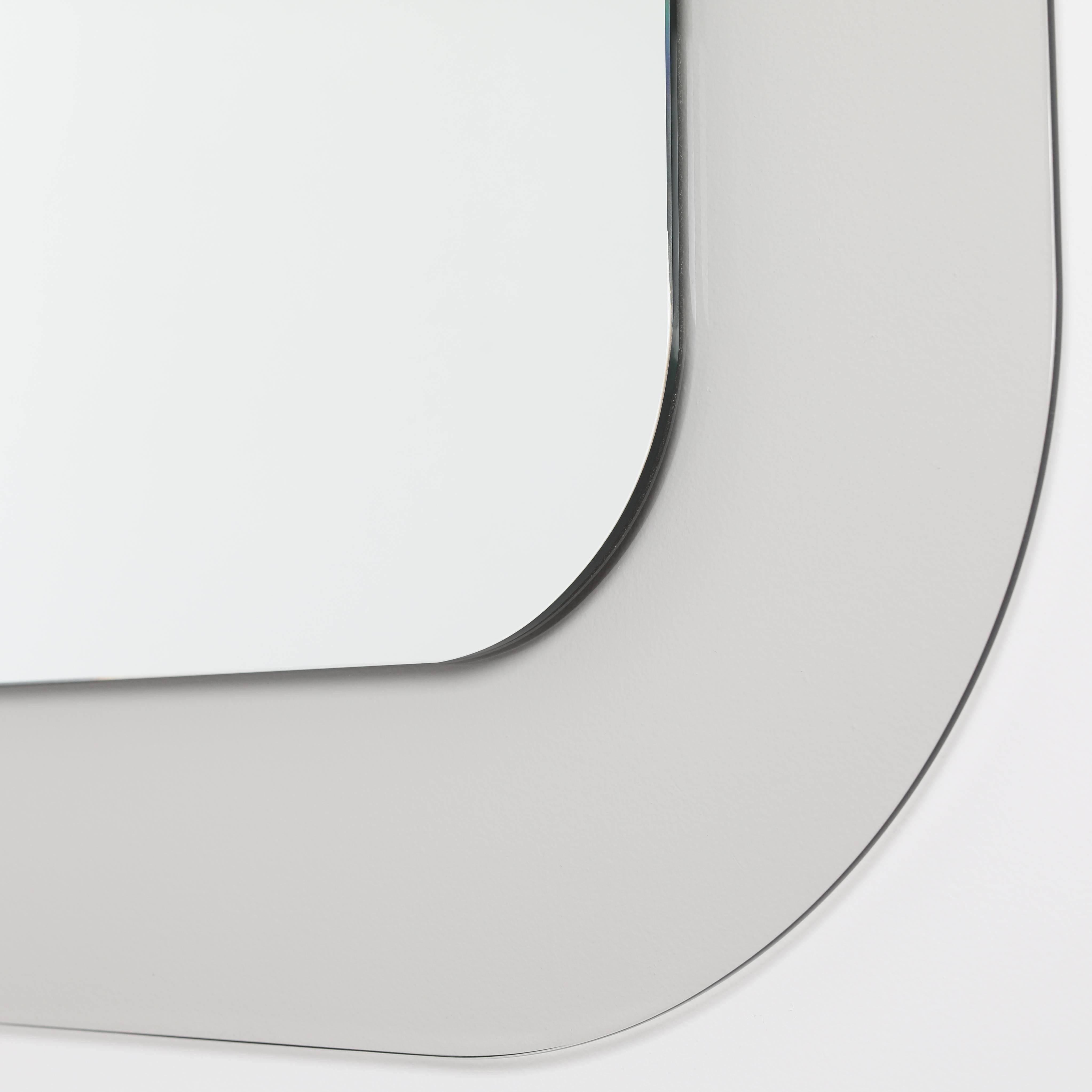Full Circle Modern Original Rectangular Acrylic-Frame Mirror In New Condition In Brooklyn, NY