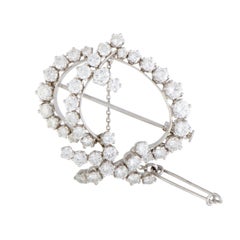 Full Diamond Platinum Ellipse Brooch