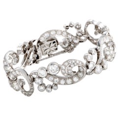 Full Diamond Swirl Link Platinum Bracelet