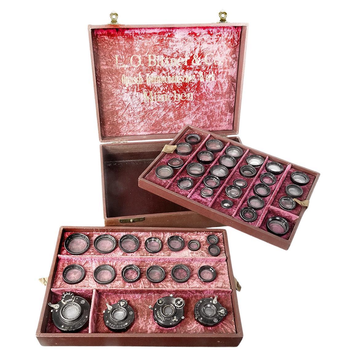 Full Display Box of Early Camera Lens Salesman Samples