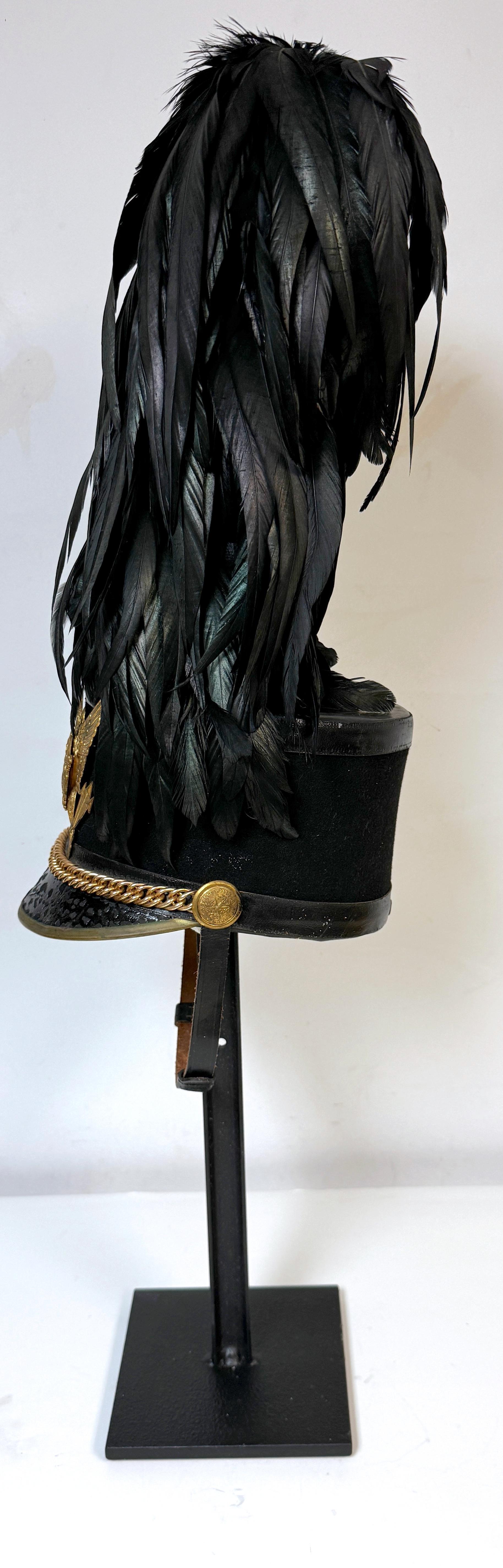 American Full Dress La Salle Cadet 'Tar Bucket' Dress Hat/Shako, and Stand For Sale