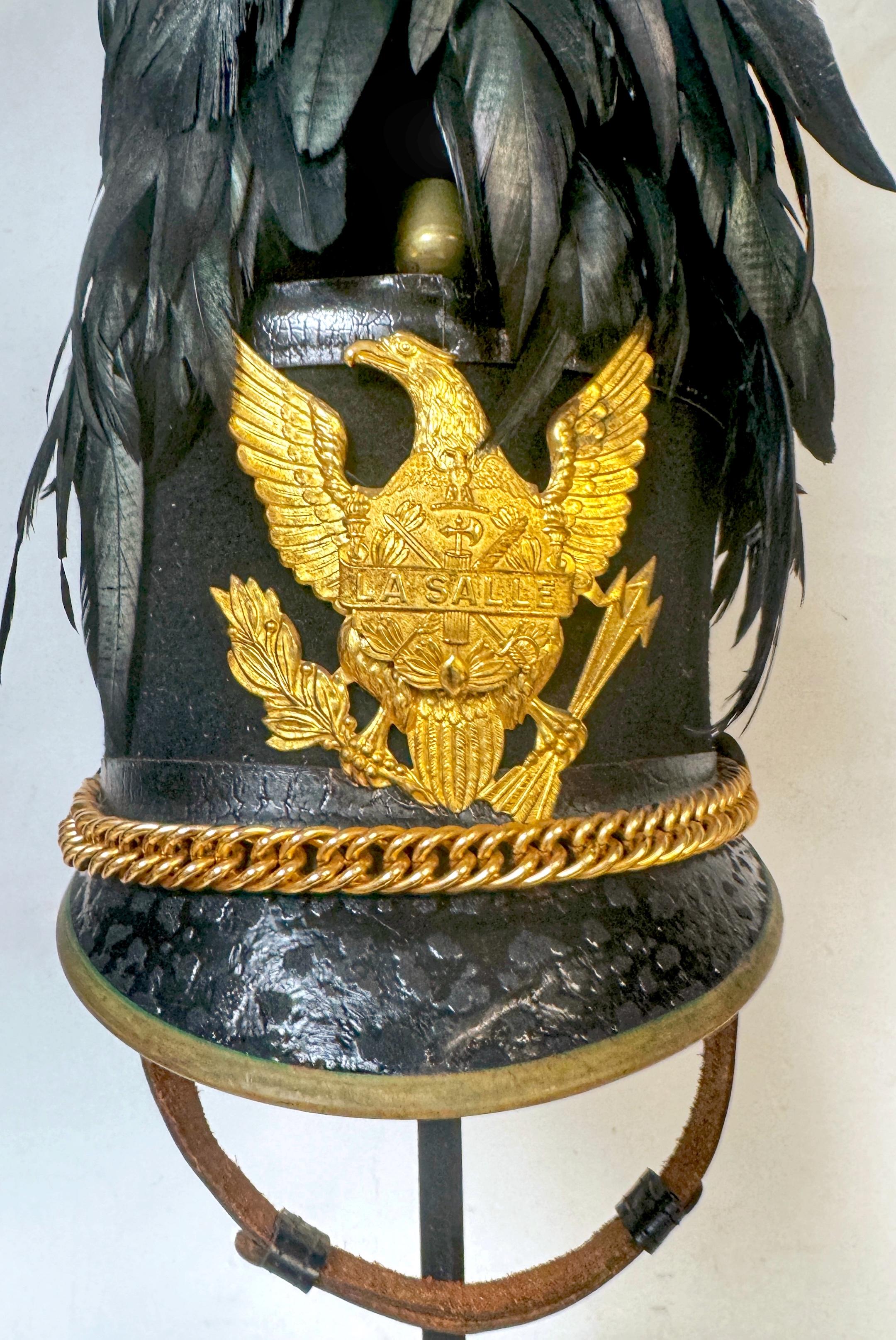 Appliqué Full Dress La Salle Cadet 'Tar Bucket' Dress Hat/Shako, and Stand For Sale