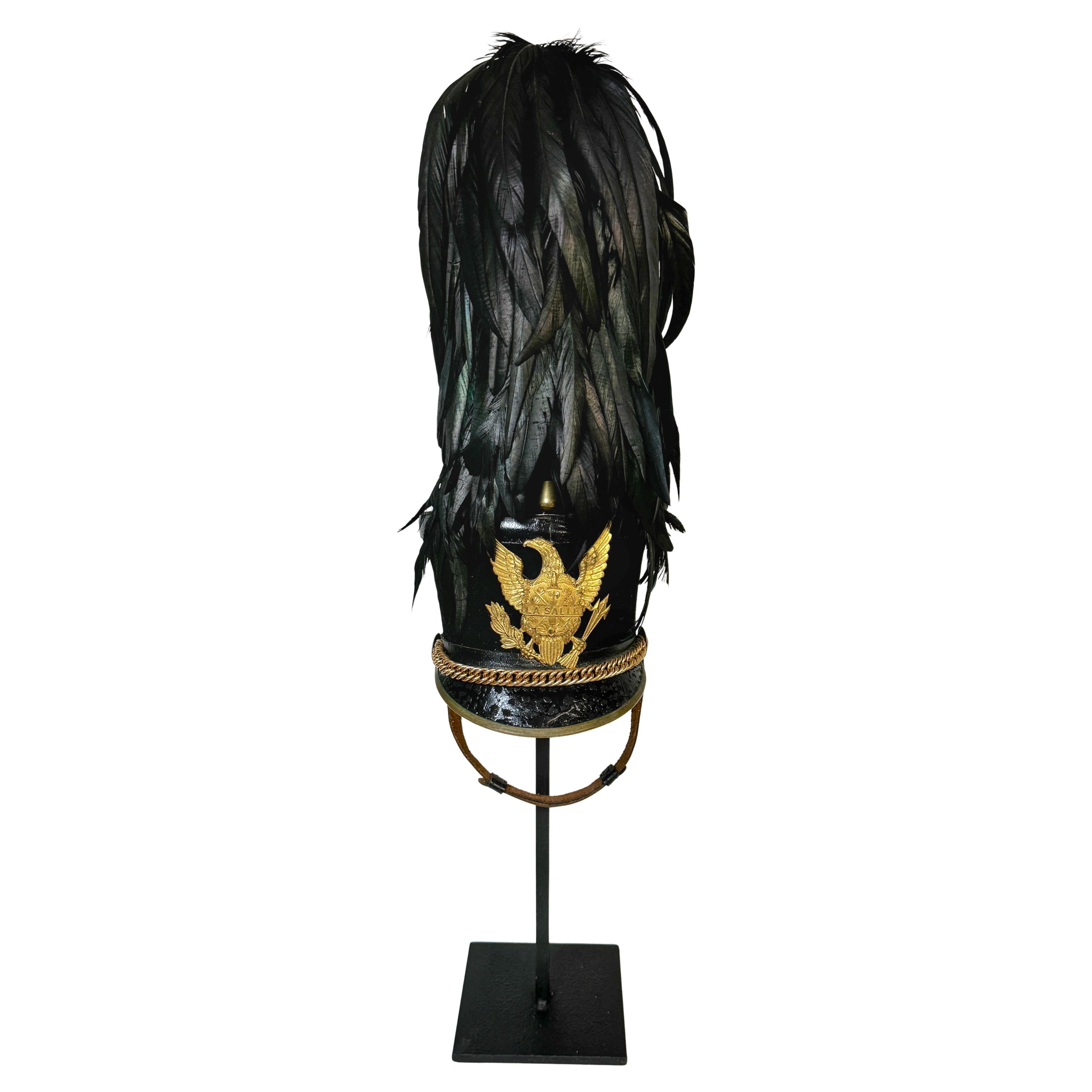 Full Dress La Salle Cadet 'Tar Bucket' Dress Hat/Shako, and Stand For Sale
