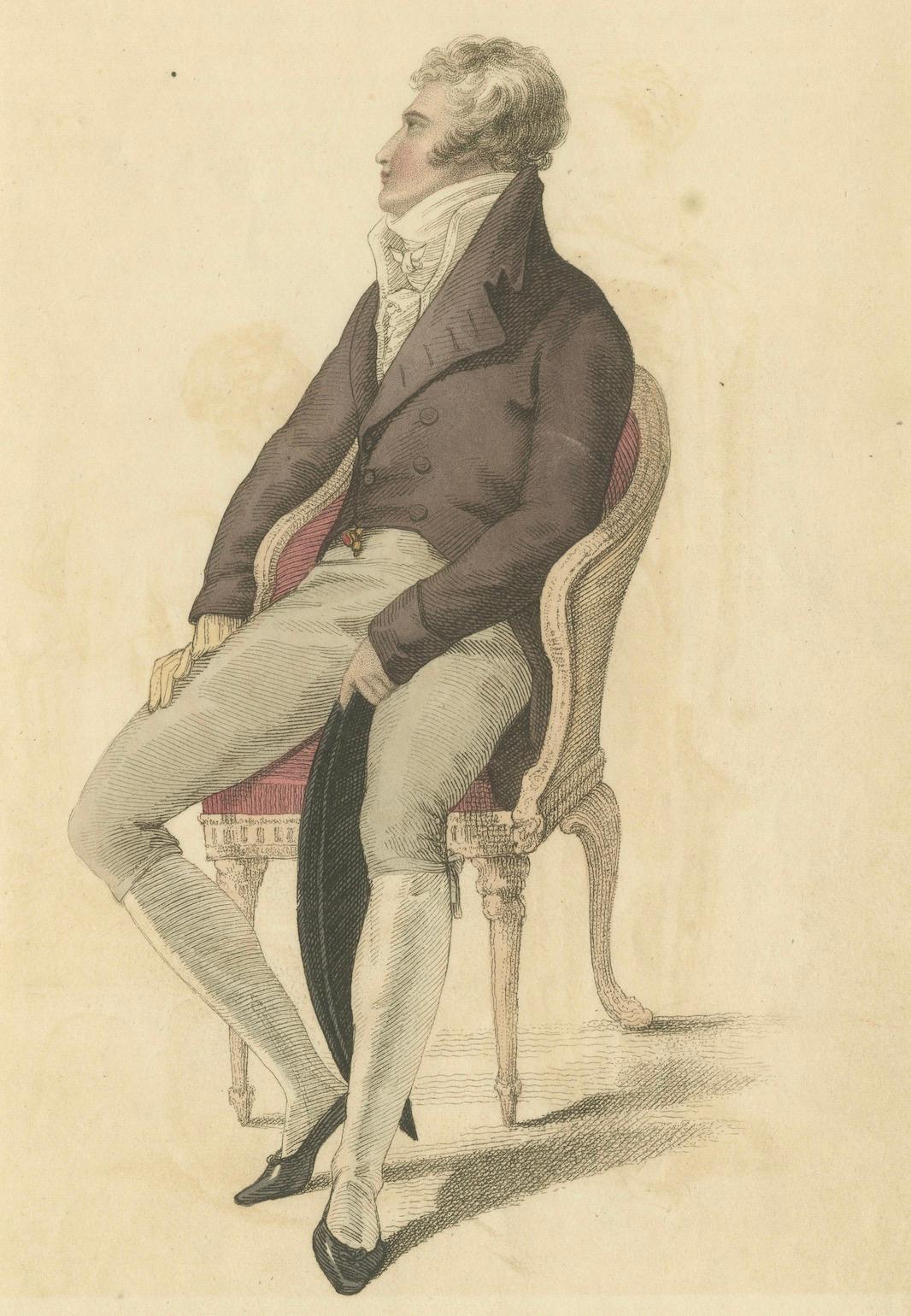 Début du XIXe siècle Robe complète d'un gentleman, 1810 : la mode raffinée de la Régence d'Ackermann en vente