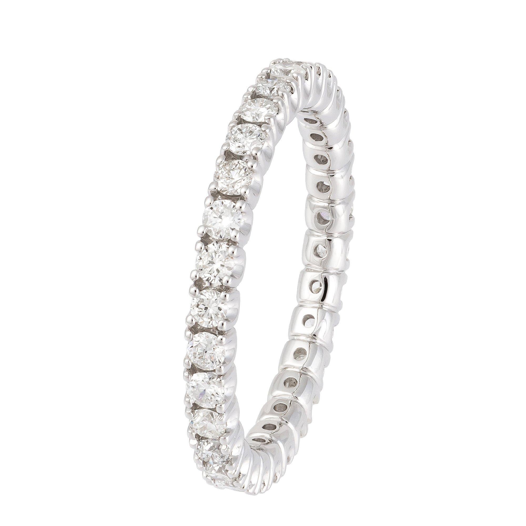 Anello con diamante a eternità completa in oro bianco 18 carati 0,84 carati/29 pezzi