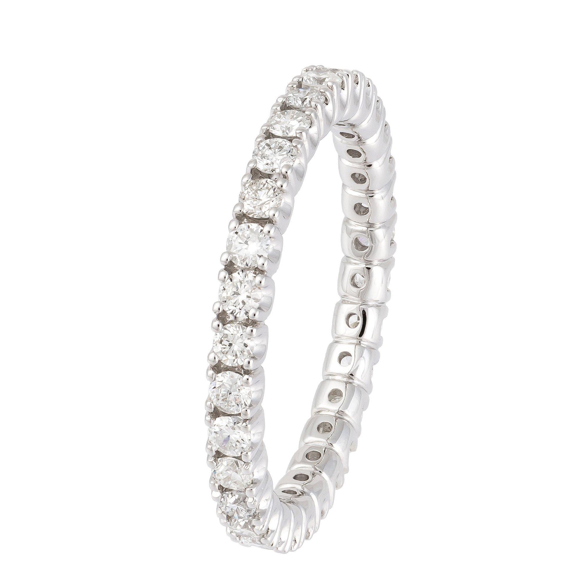 Bague à diamant pleine éternité Or blanc 18K 0,84 Cts/29 Pcs