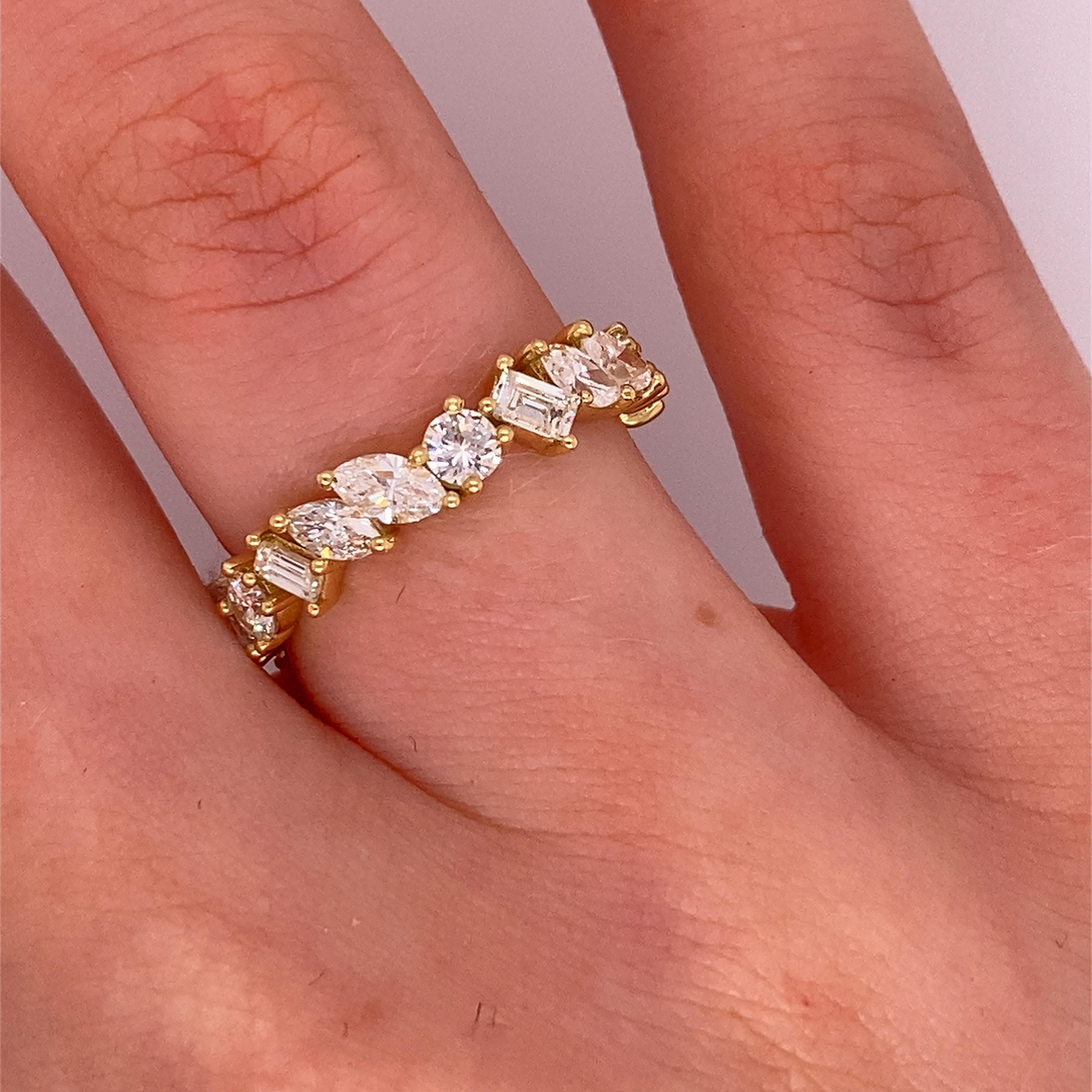 Women's Full Eternity Diamond Ring, Set With 2.15ct Multi Shape Natural Diamonds For Sale