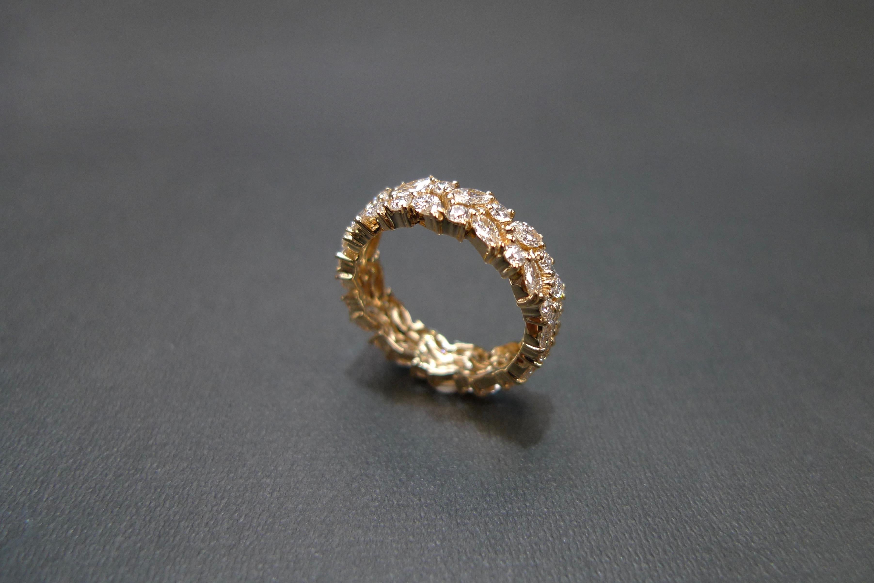 For Sale:  Full Eternity Diamond Wedding Ring with Marquise Cut Diamond and Round Diamond 10