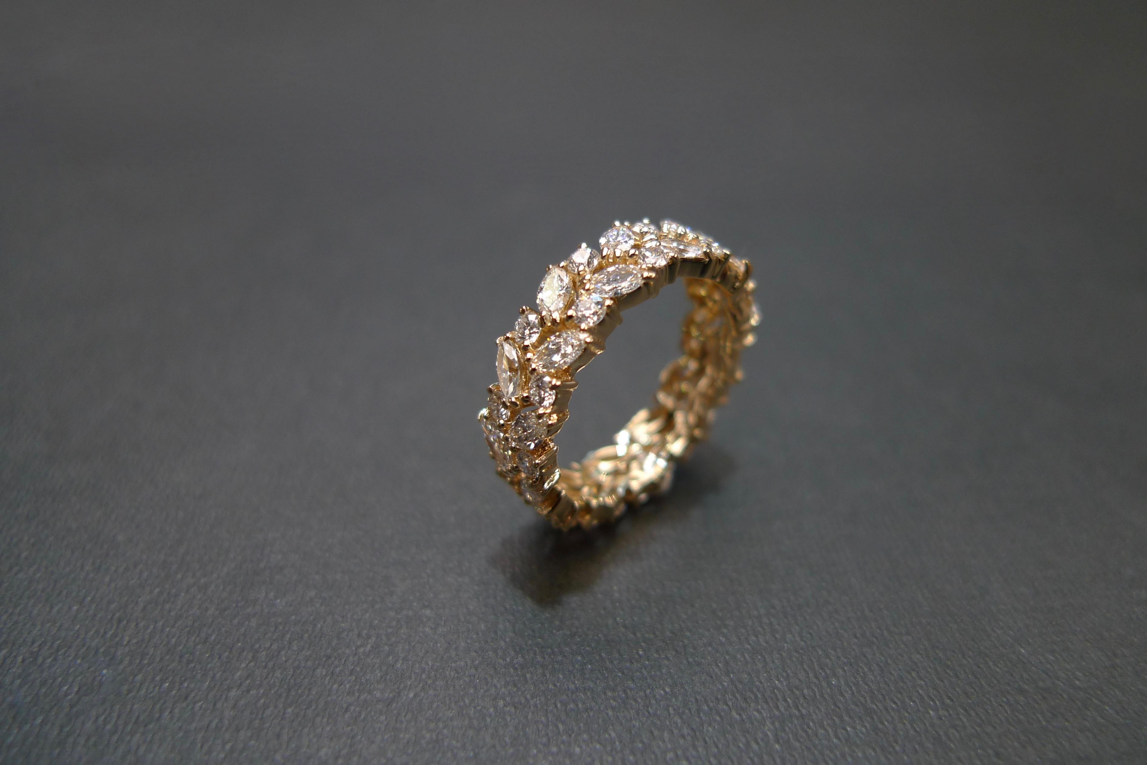 For Sale:  Full Eternity Diamond Wedding Ring with Marquise Cut Diamond and Round Diamond 11
