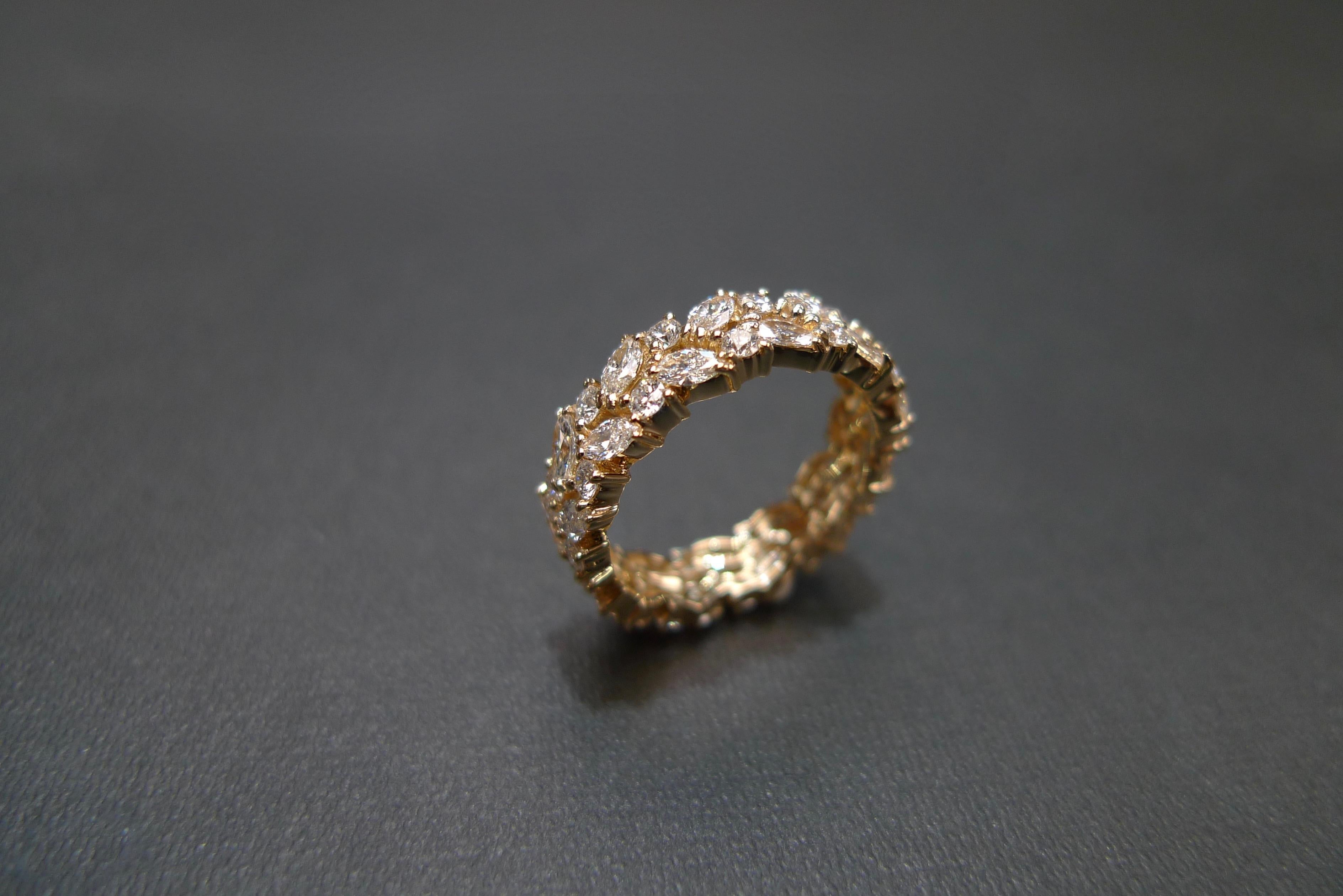 For Sale:  Full Eternity Diamond Wedding Ring with Marquise Cut Diamond and Round Diamond 12