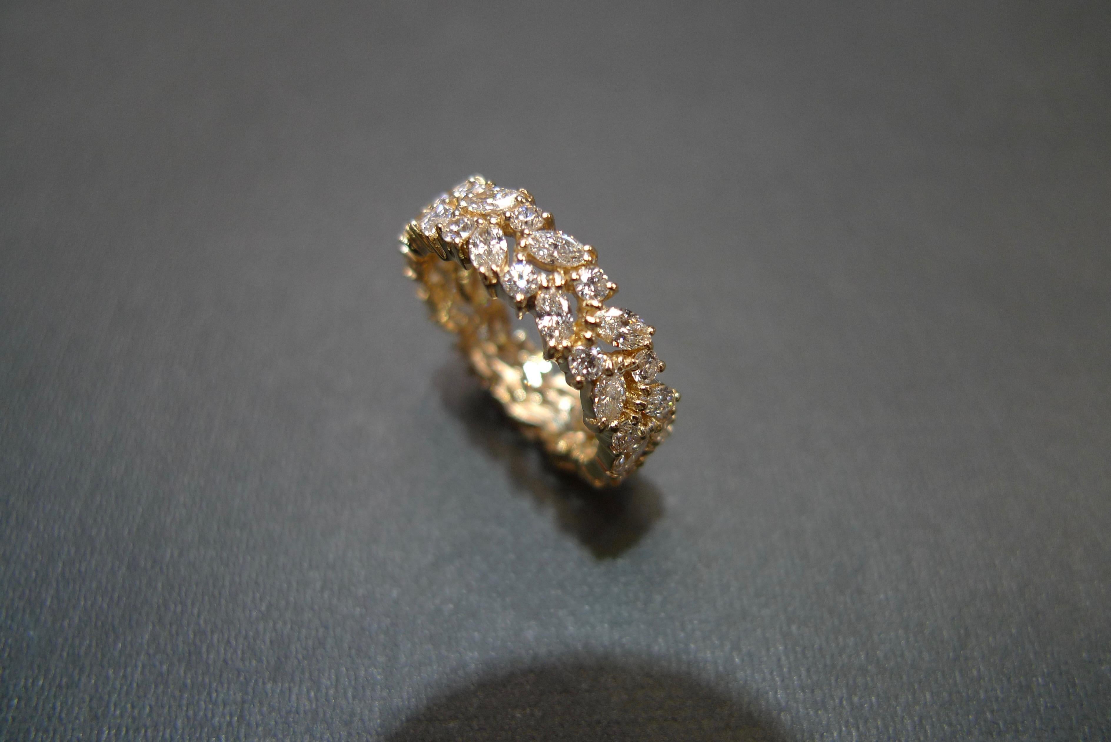 For Sale:  Full Eternity Diamond Wedding Ring with Marquise Cut Diamond and Round Diamond 13
