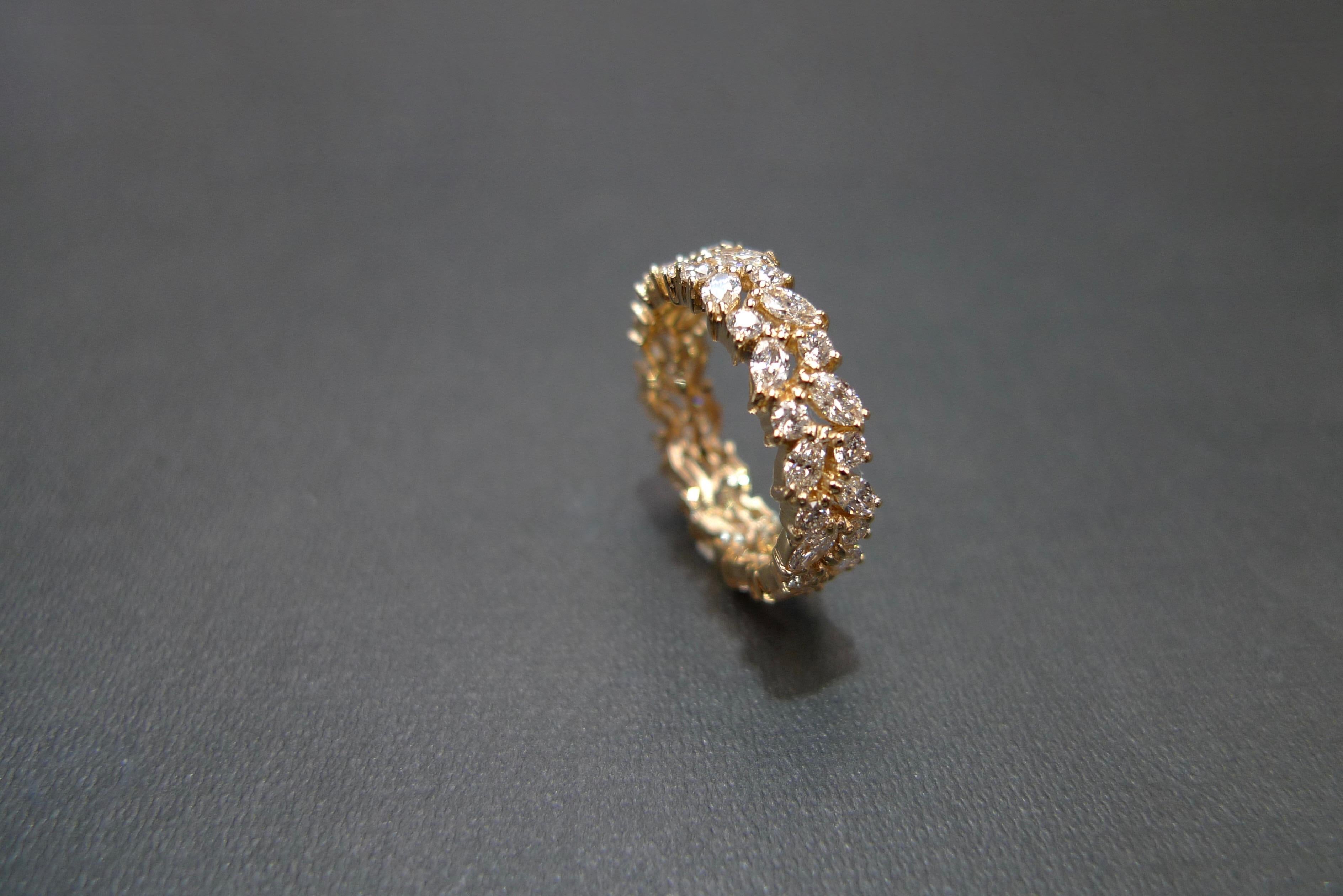 For Sale:  Full Eternity Diamond Wedding Ring with Marquise Cut Diamond and Round Diamond 14