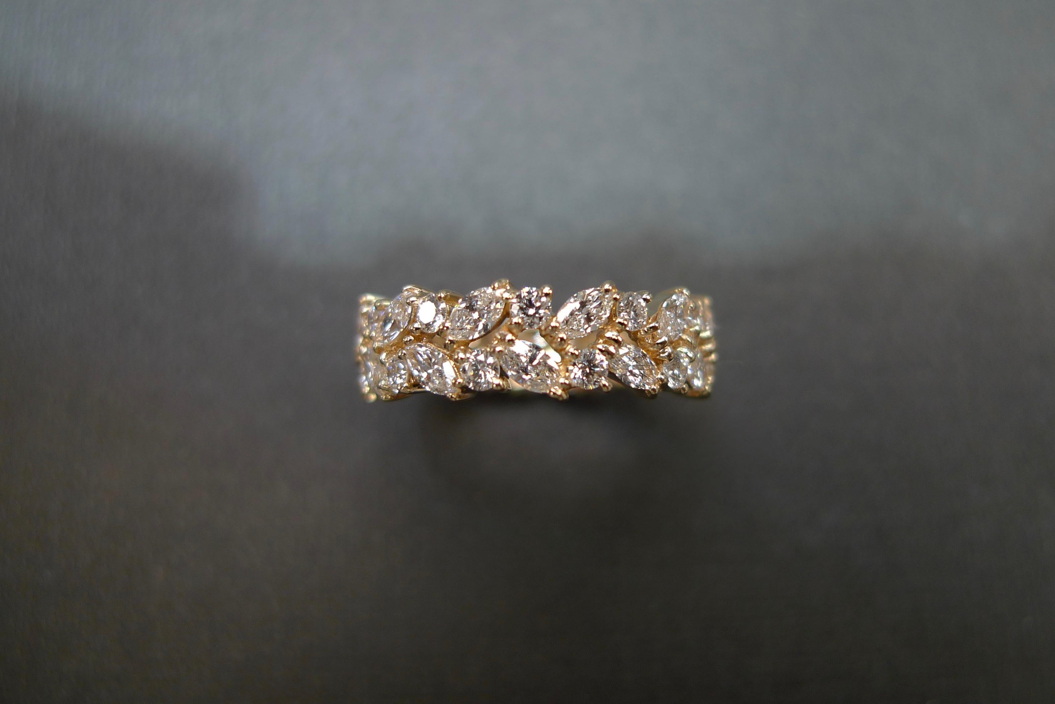 For Sale:  Full Eternity Diamond Wedding Ring with Marquise Cut Diamond and Round Diamond 15