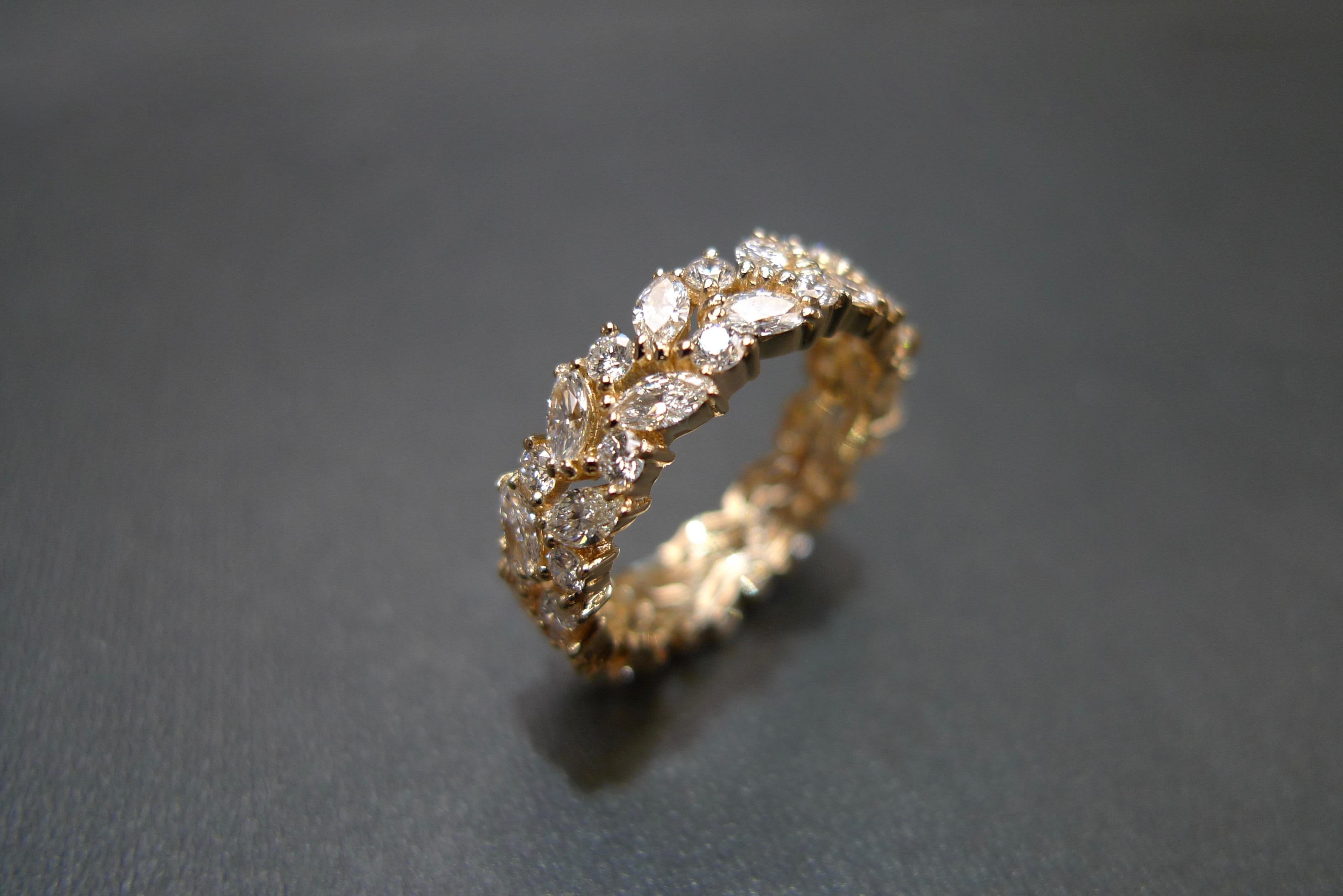 For Sale:  Full Eternity Diamond Wedding Ring with Marquise Cut Diamond and Round Diamond 17