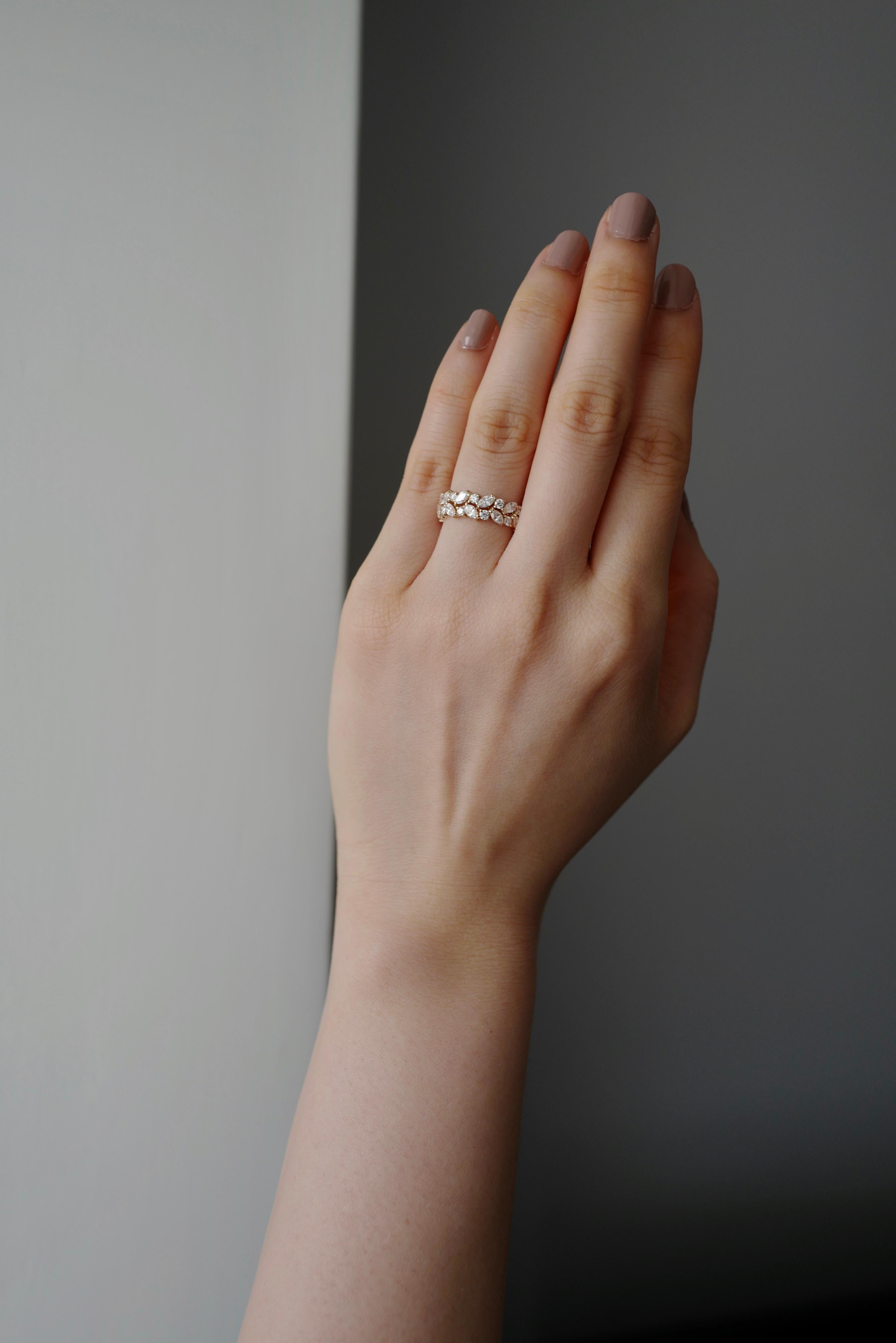 For Sale:  Full Eternity Diamond Wedding Ring with Marquise Cut Diamond and Round Diamond 2