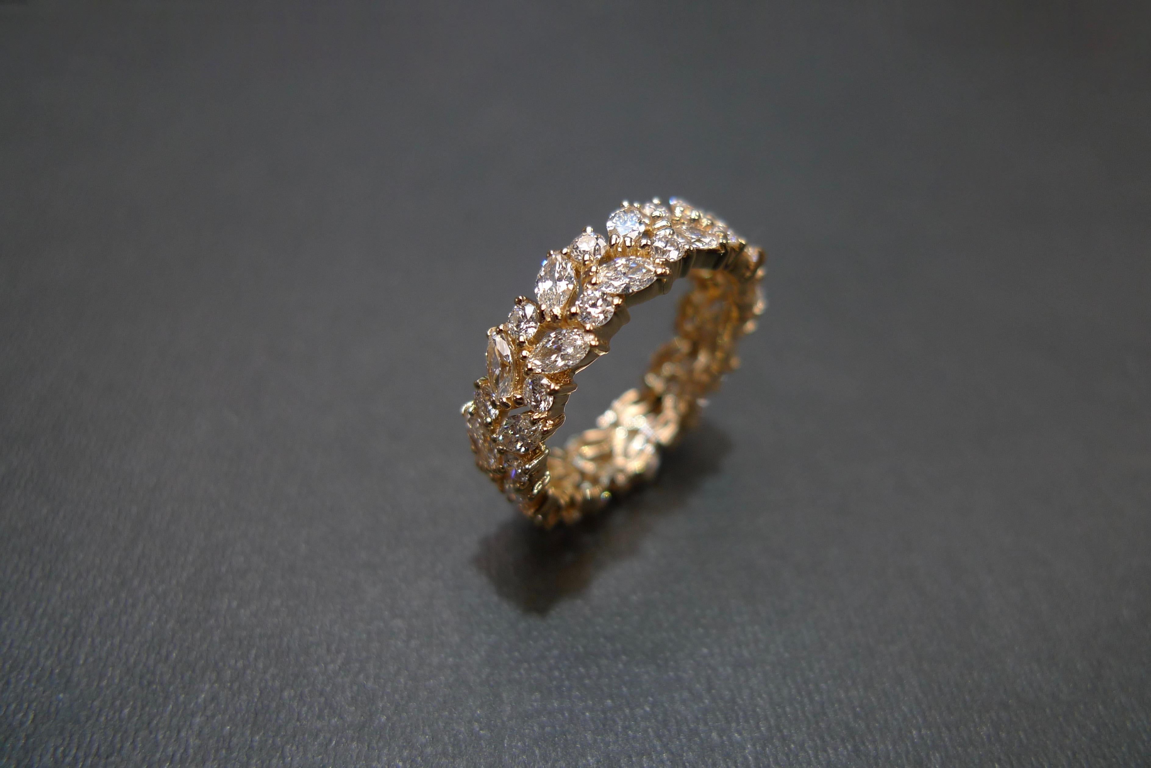 For Sale:  Full Eternity Diamond Wedding Ring with Marquise Cut Diamond and Round Diamond 3