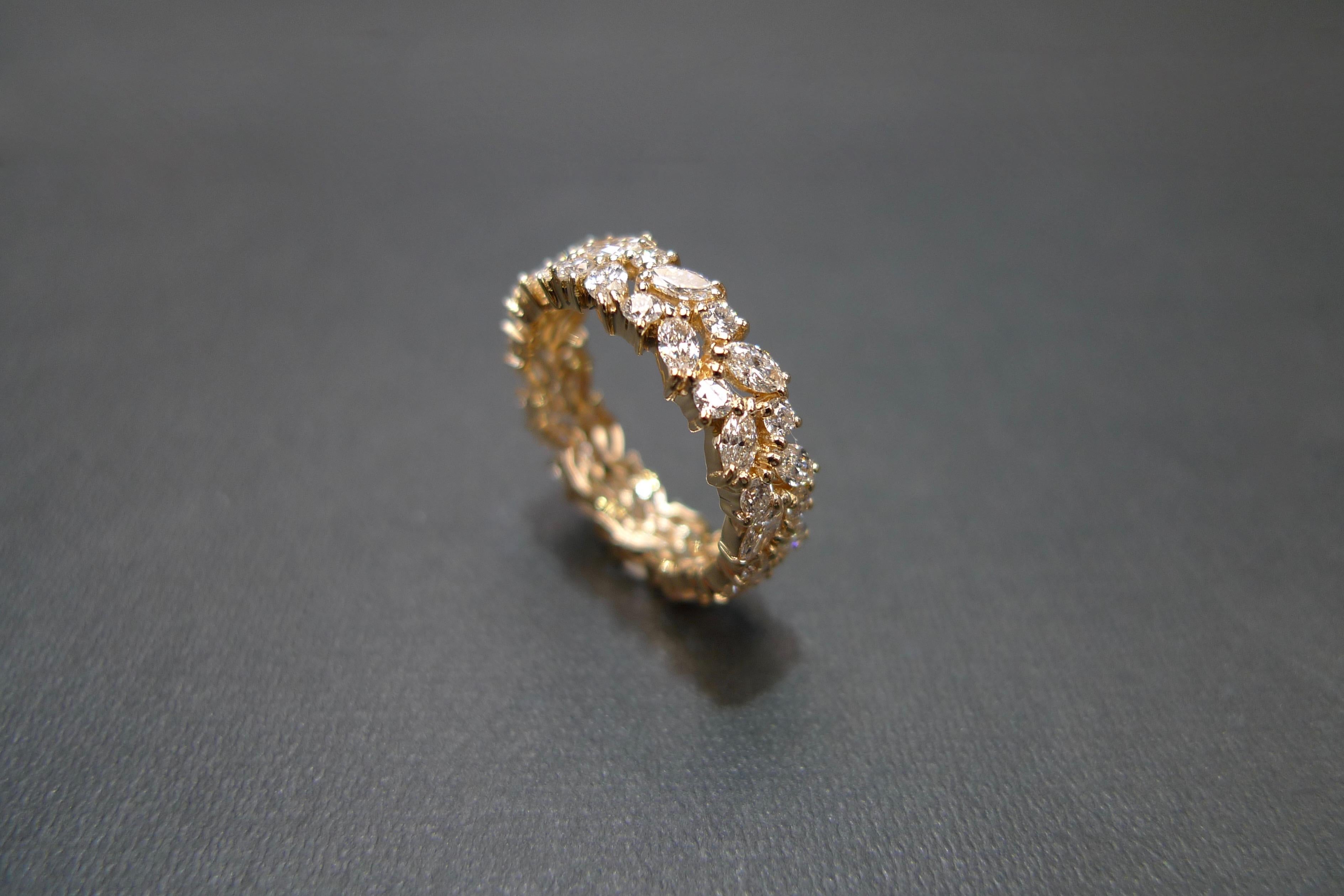 For Sale:  Full Eternity Diamond Wedding Ring with Marquise Cut Diamond and Round Diamond 4
