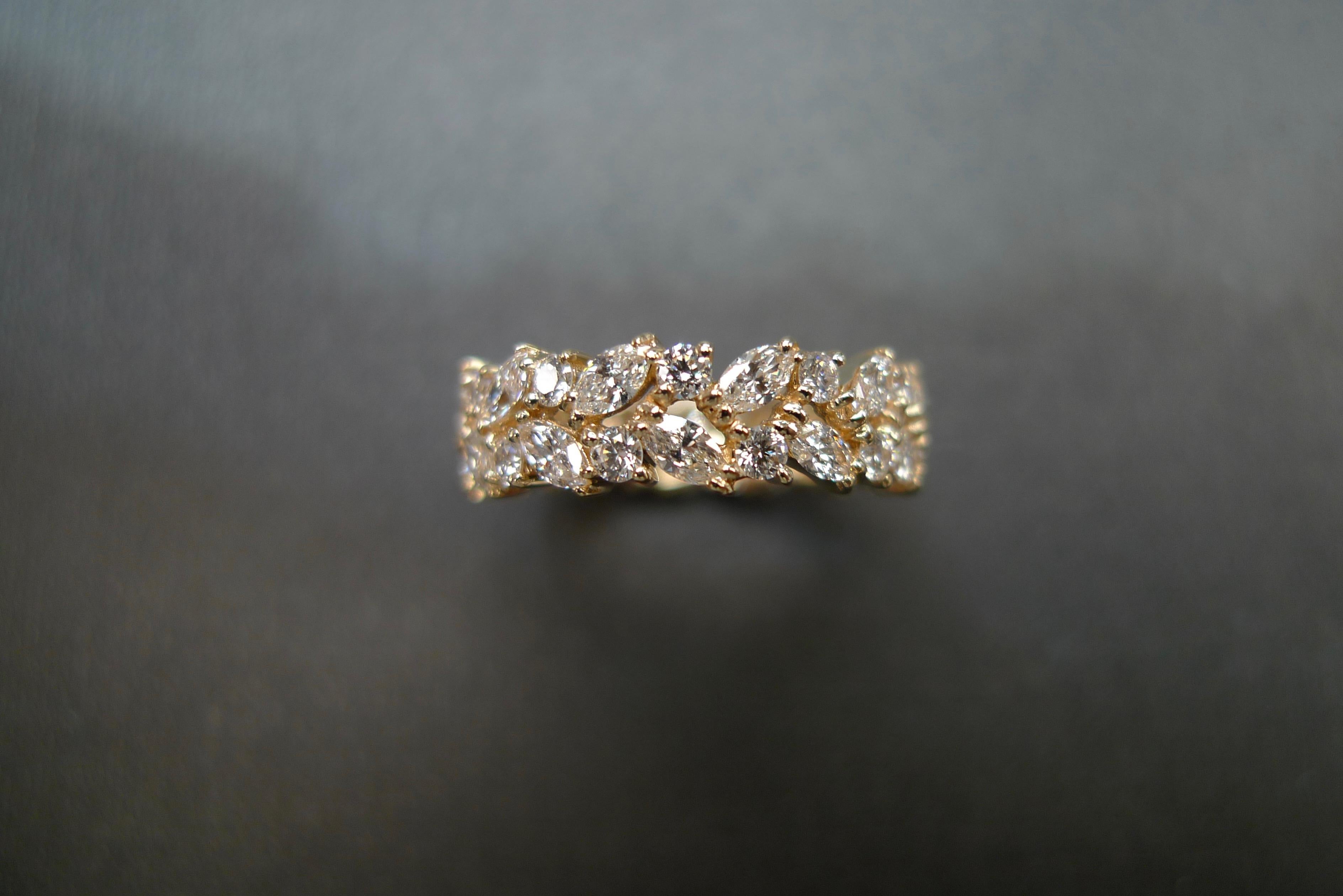 For Sale:  Full Eternity Diamond Wedding Ring with Marquise Cut Diamond and Round Diamond 5