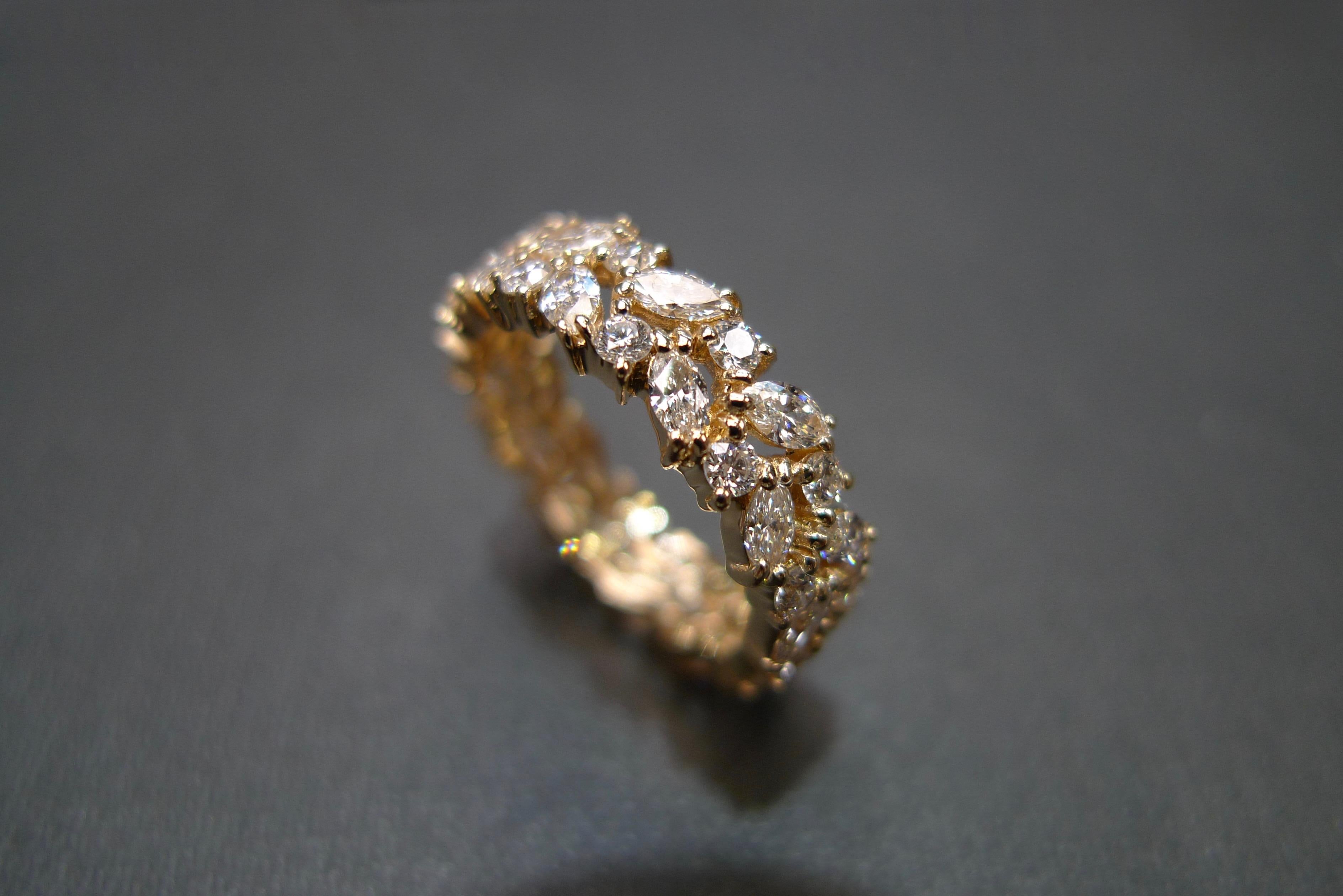 For Sale:  Full Eternity Diamond Wedding Ring with Marquise Cut Diamond and Round Diamond 8