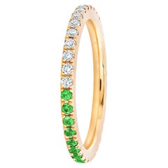 Full eternity moissanite, lab emerald 14k gold  band.