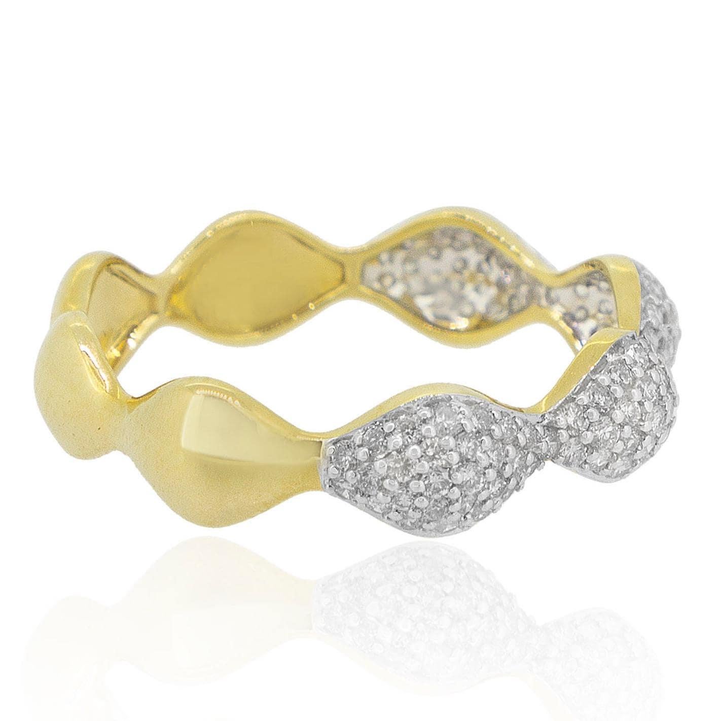 Taille ronde Full Eternity Natural Diamond Stacking Band Ring in 14k Solid Gold (Certified) en vente