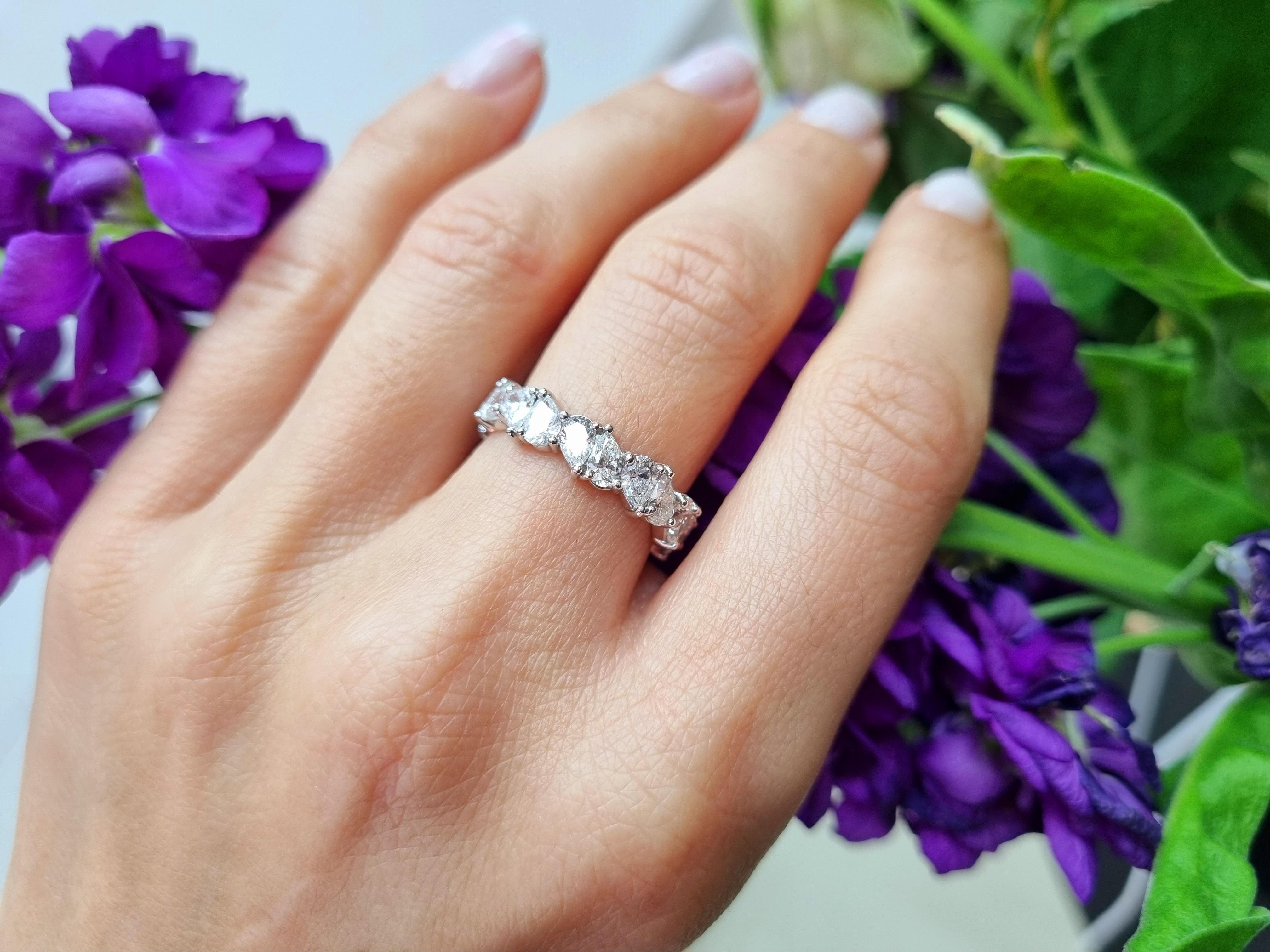 Full Eternity Birne Form 3,2 ct Diamant Ring 18k Weißgold Damen im Angebot