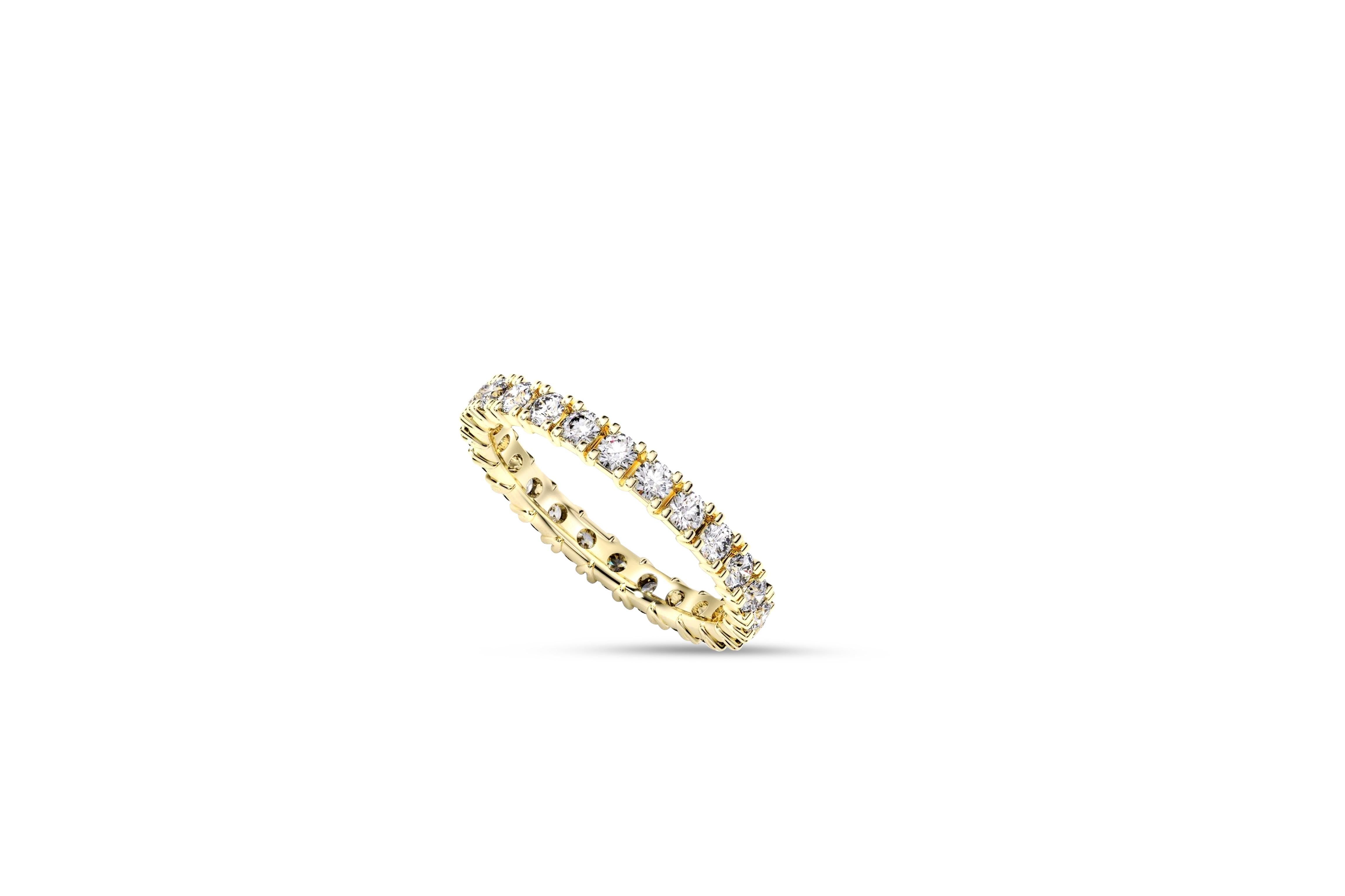 Full Eternity U Prong Set Wedding 14k gold Band 3