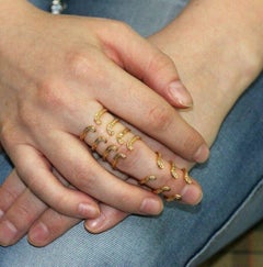 Full Finger Diamond Knuckle Ring 14k Solid Yellow Gold Wedding Valentine Jewelry