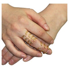 Full Finger Diamant-Knuckle-Ring 14k massives Gelbgold Hochzeit Valentine Jewelry