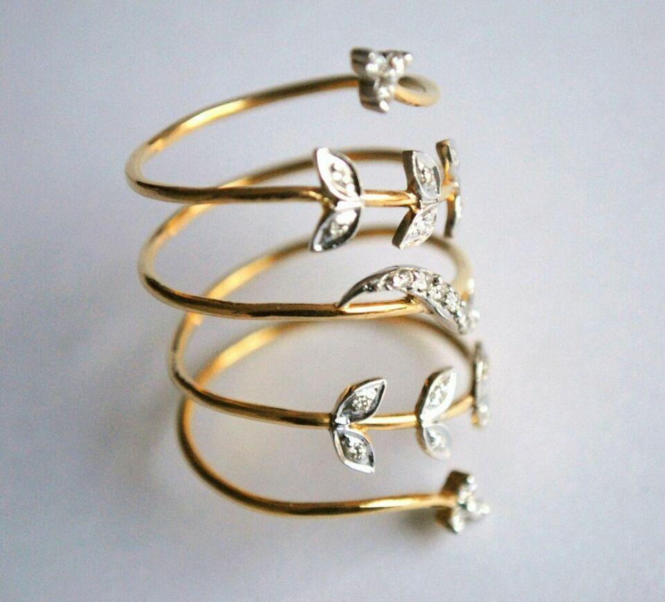 Full Finger Diamond Ring 14k Solid Gold Statement Ring Adjustable Finger Ring
Light weight can be worn everyday

Additional information:
Condition: New with tags: A brand-new, unused, and unworn item (including handmade items) in the original