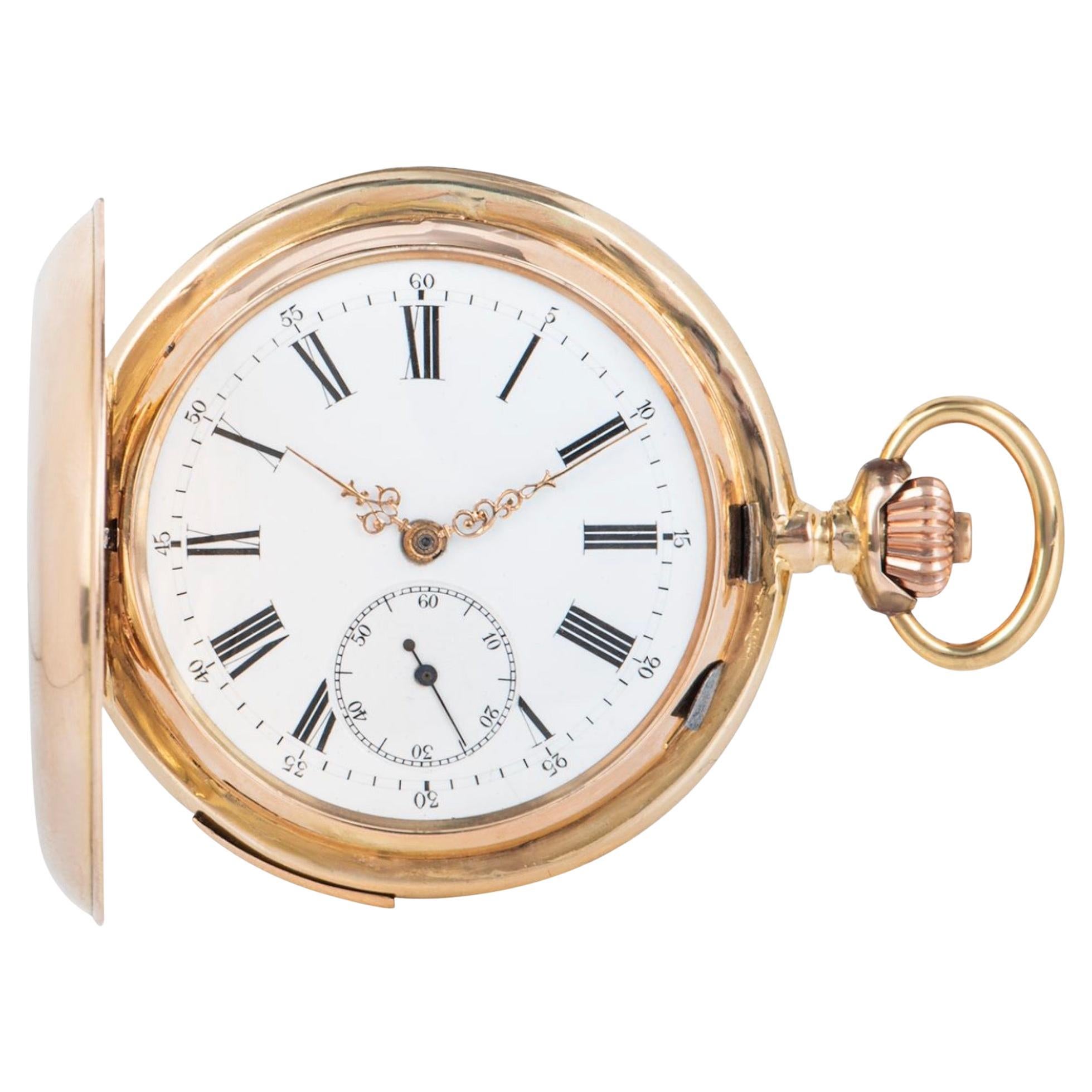 Full Hunter 24 Ct Rose Gold Erotic Automatic Quarter Repeater Keyless Lever For Sale
