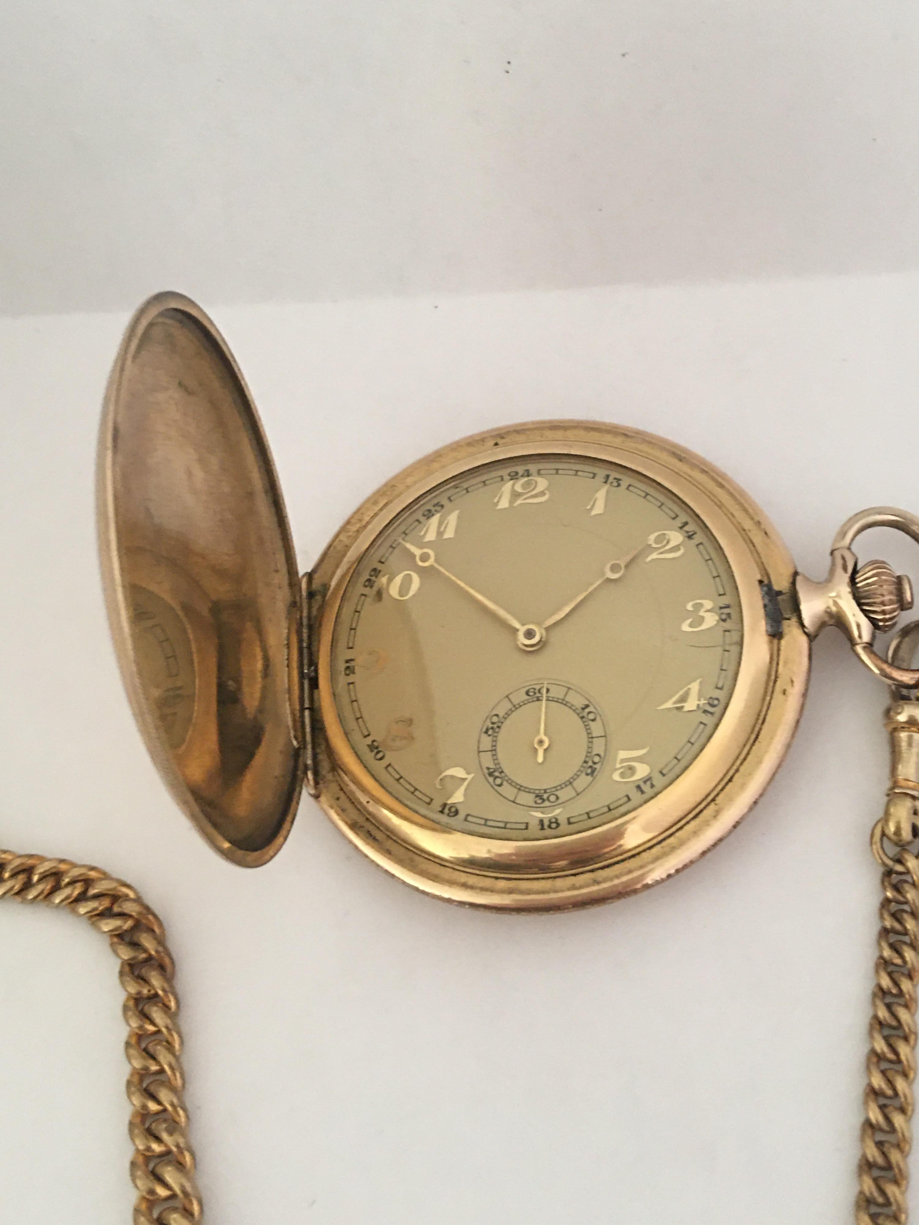 Volle Hunter vergoldete antike Herrenuhr mit Albert-Uhrenkette 12