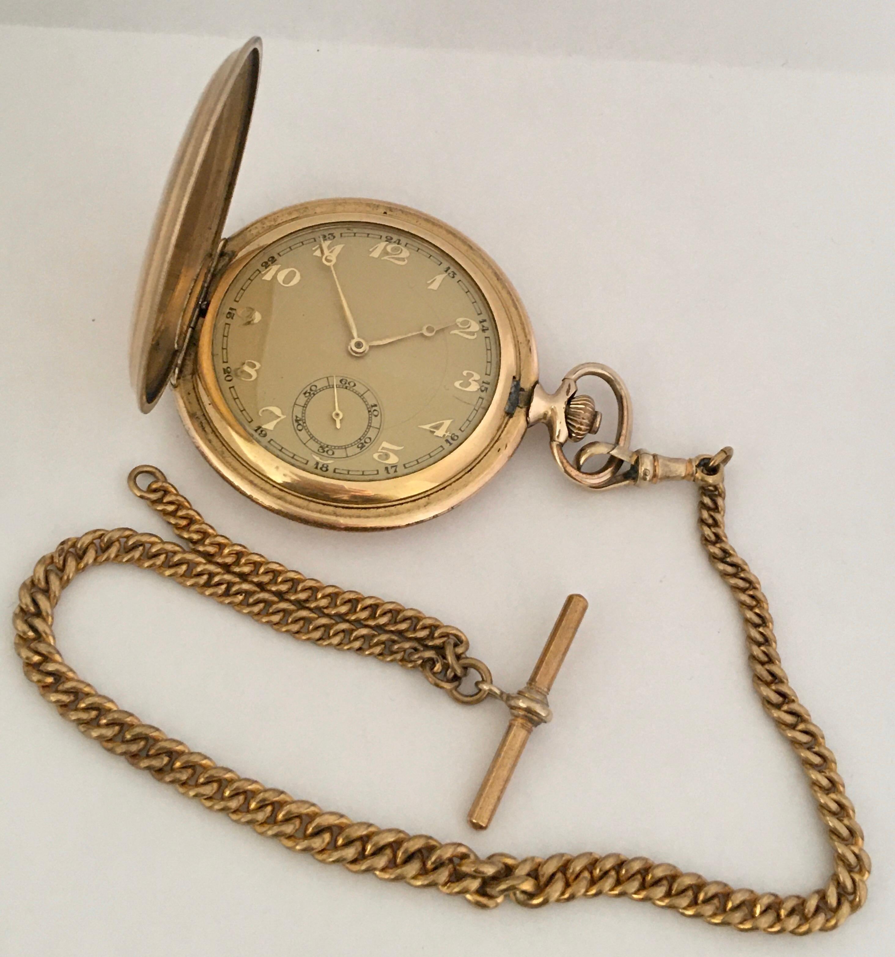 Volle Hunter vergoldete antike Herrenuhr mit Albert-Uhrenkette 13