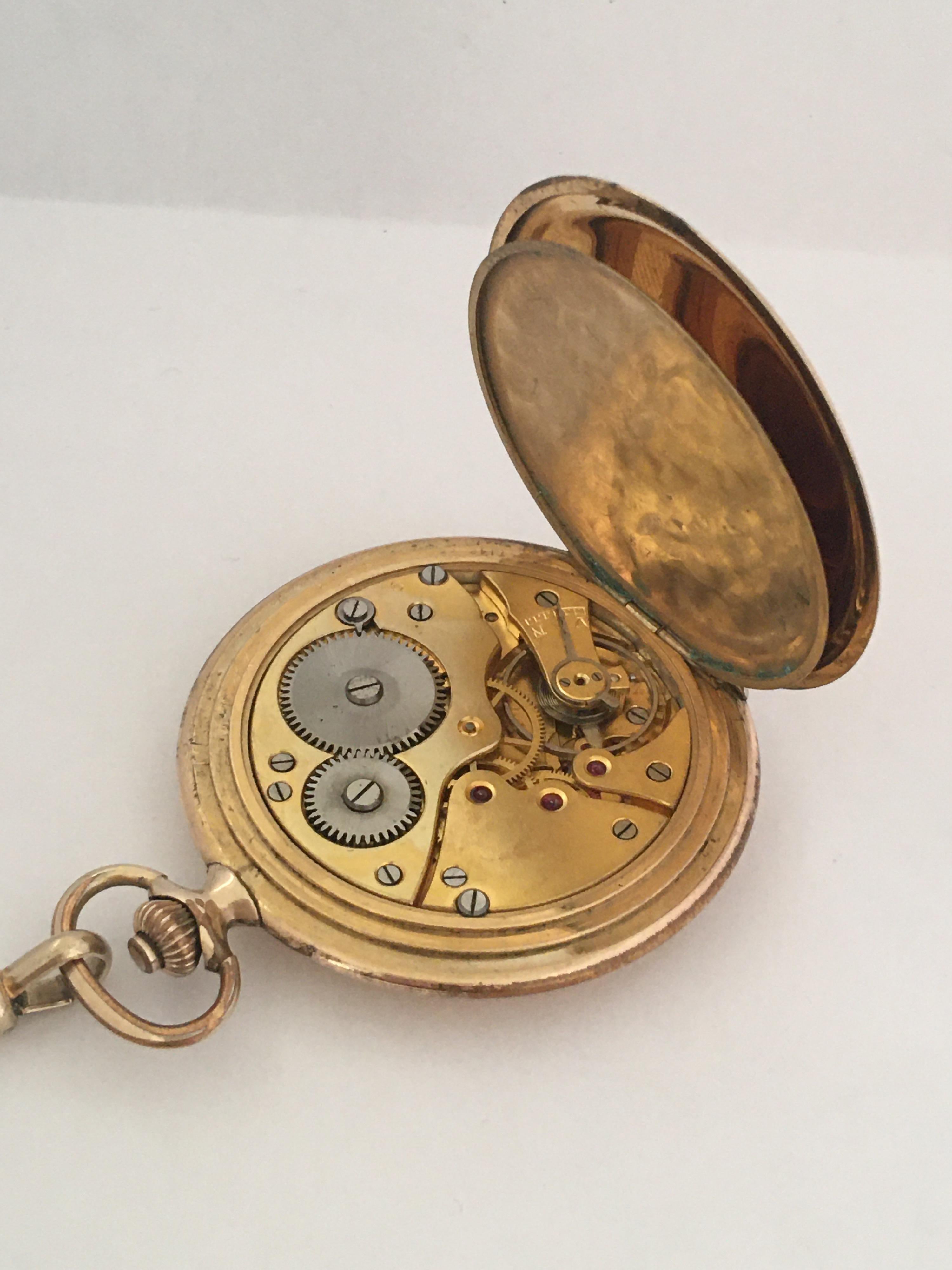 Volle Hunter vergoldete antike Herrenuhr mit Albert-Uhrenkette 5