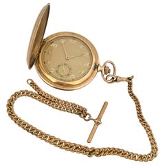 Volle Hunter vergoldete antike Herrenuhr mit Albert-Uhrenkette