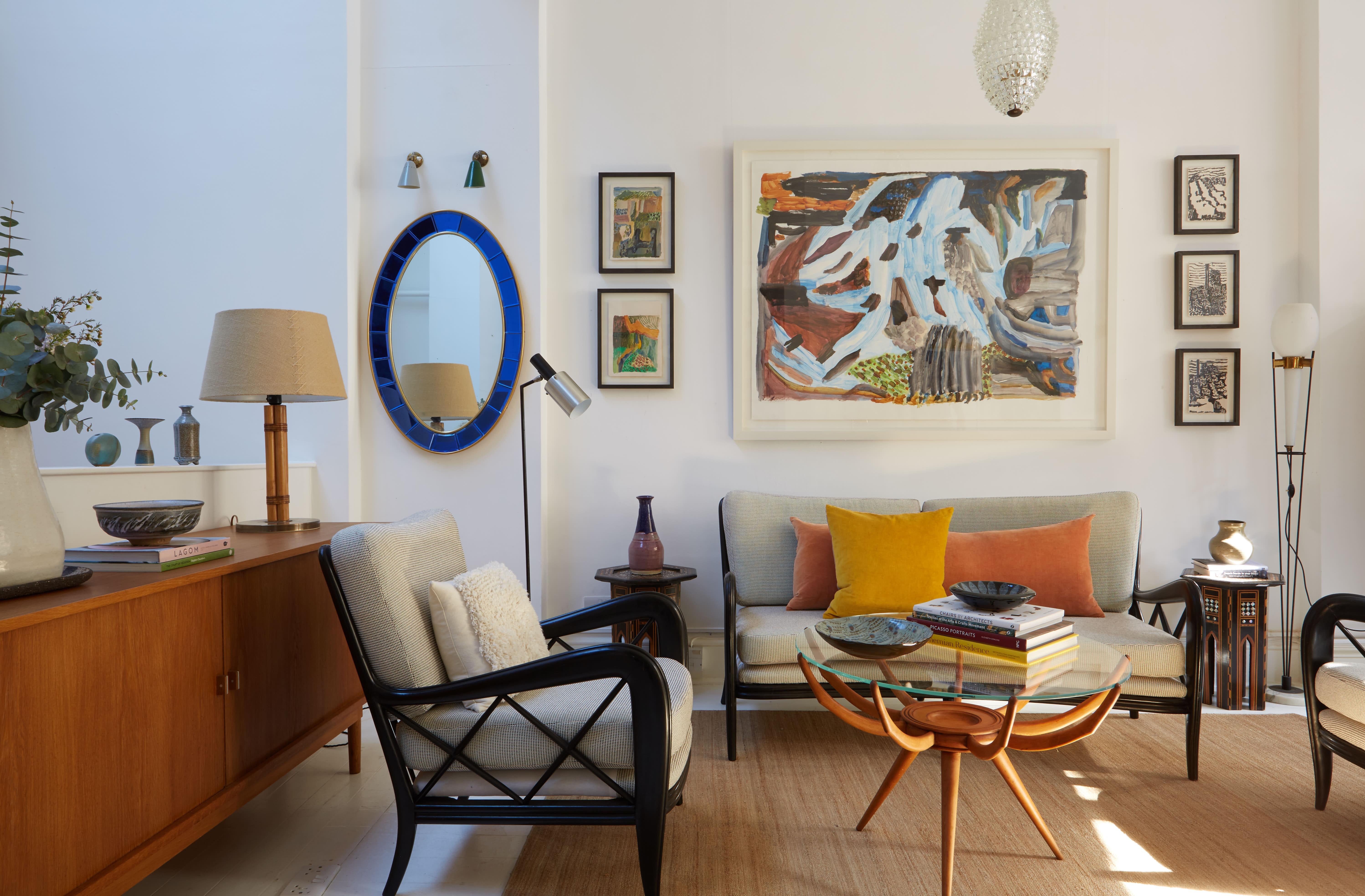 Full-Length 1960s Cristal Arte Blue Model 2727 Oval Wall Mirror, Italian In Good Condition For Sale In London, GB