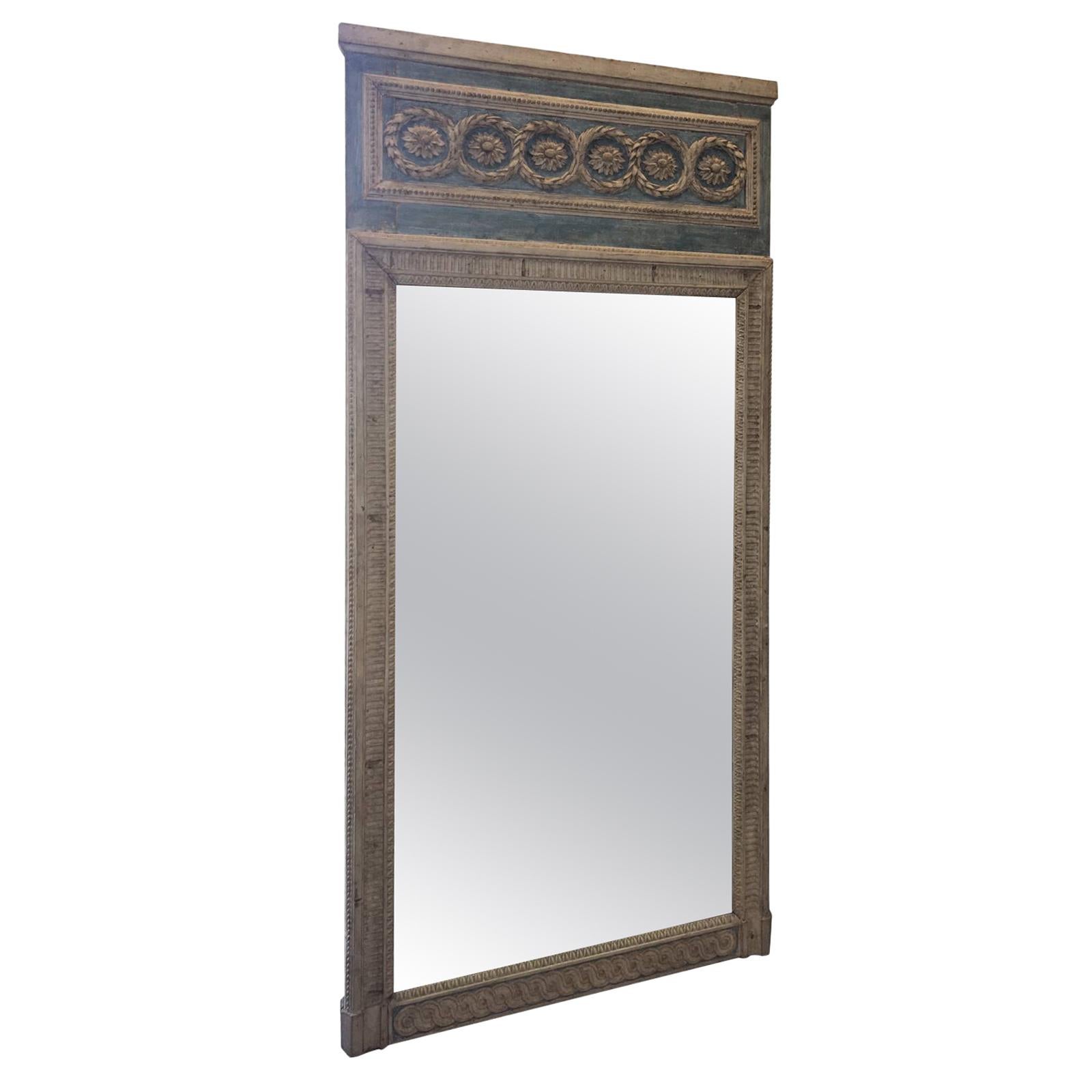 Full-Length 19th Century French Boiserie Panel Frame Mirror