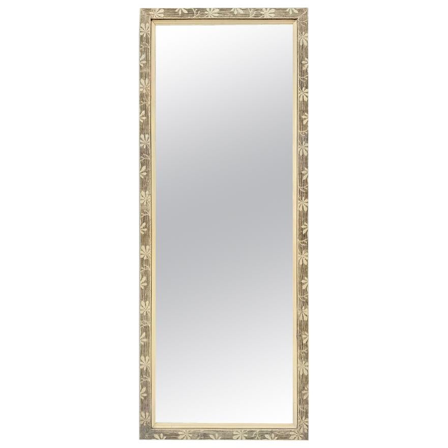 Full-Length Antique French Mirror, Stylized Ornaments, circa 1950 For Sale