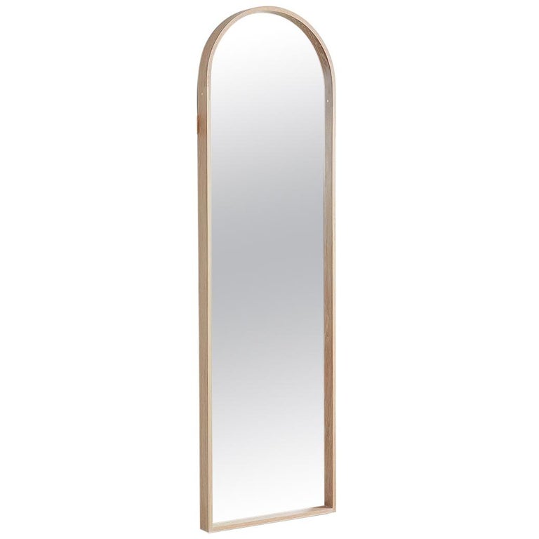 Full-Length Arched Mirror in Solid White Oak by Coolican & Company For Sale
