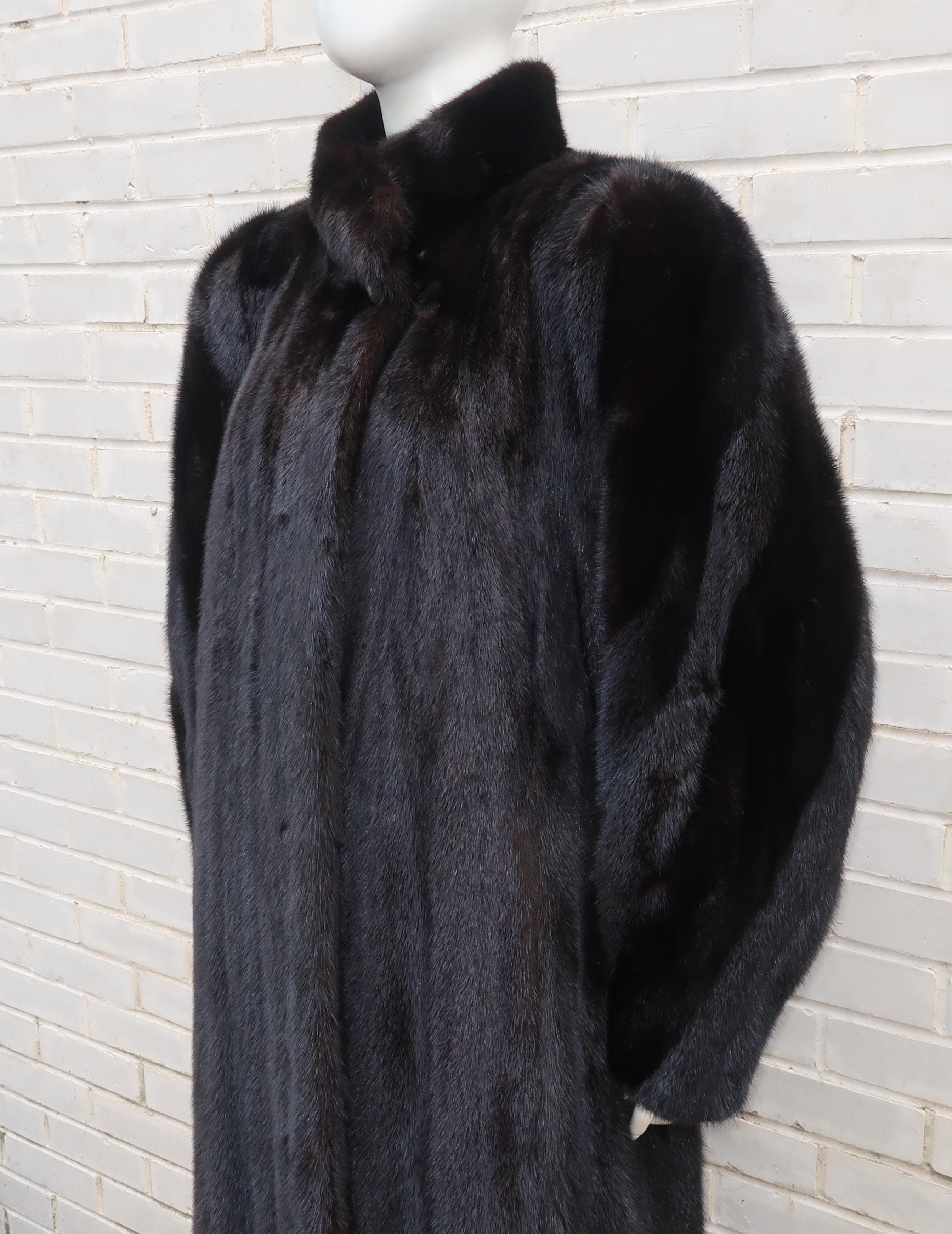 Women's Full Length Black Ranch Mink Fur Coat