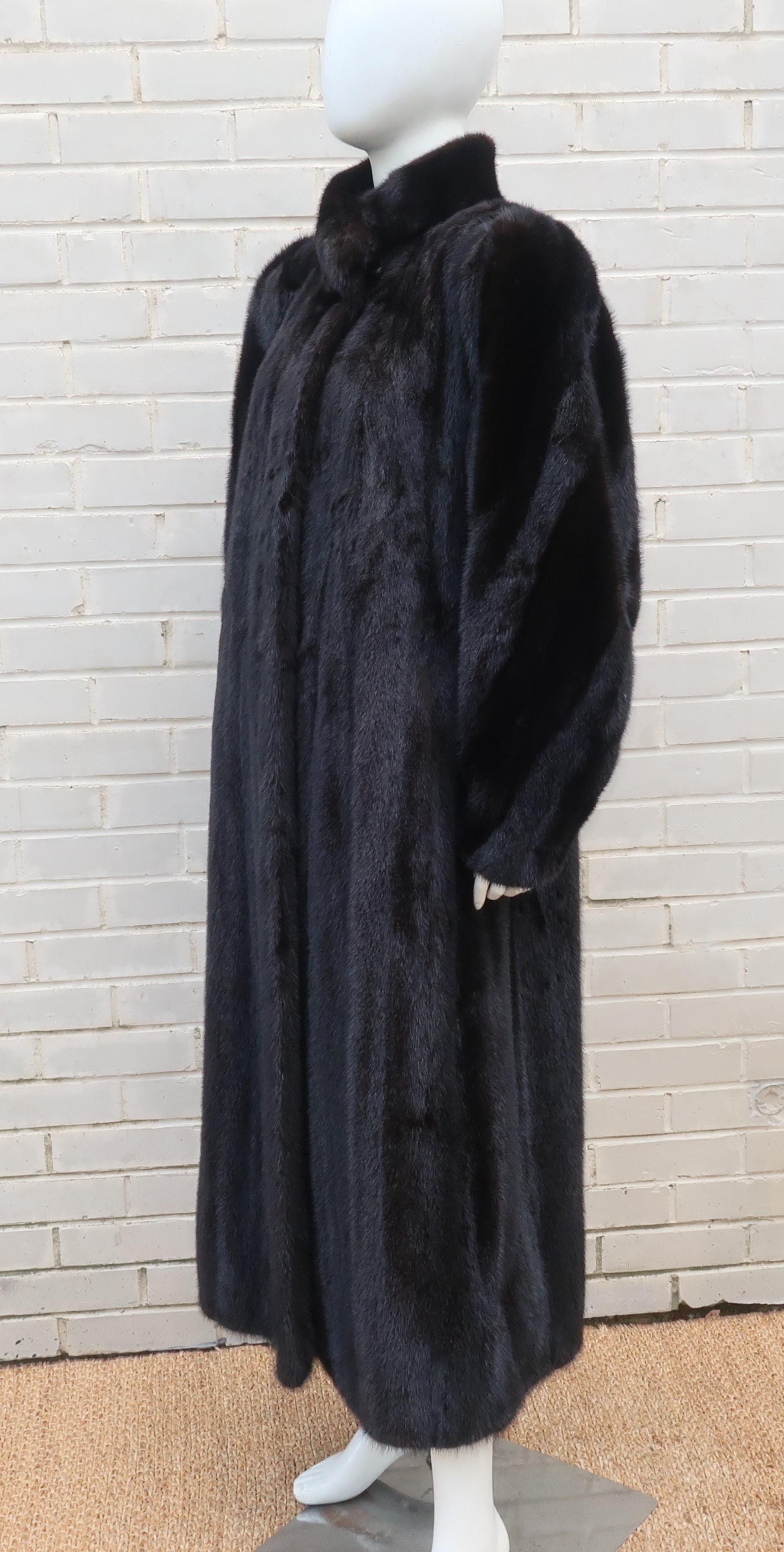 Full Length Black Ranch Mink Fur Coat 1